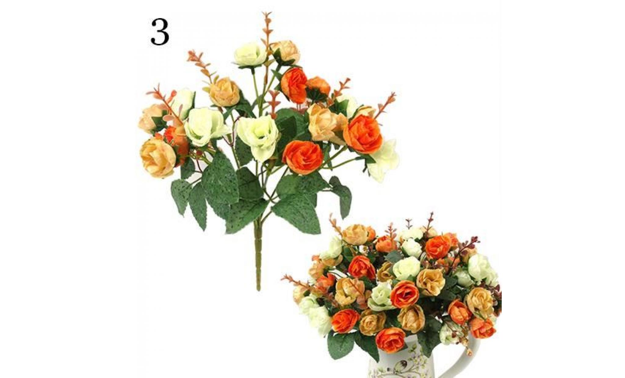 1 bouquet 21 tête artificielle rose soie fleur feuille home party de mariage décor rouge