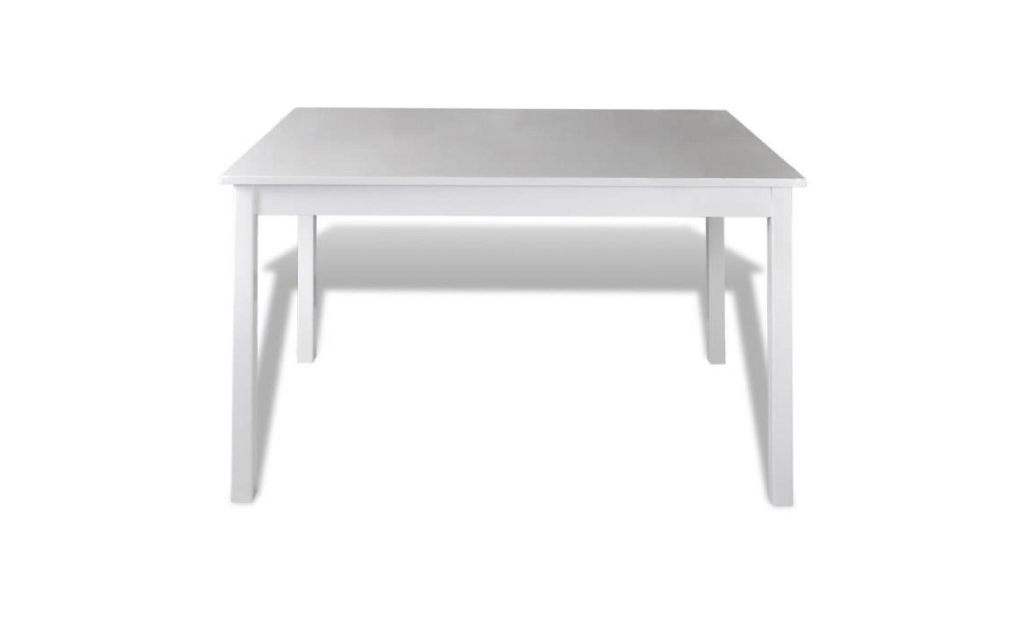 1 ensemble table en bois + 4 chaises couleur blanc pas cher