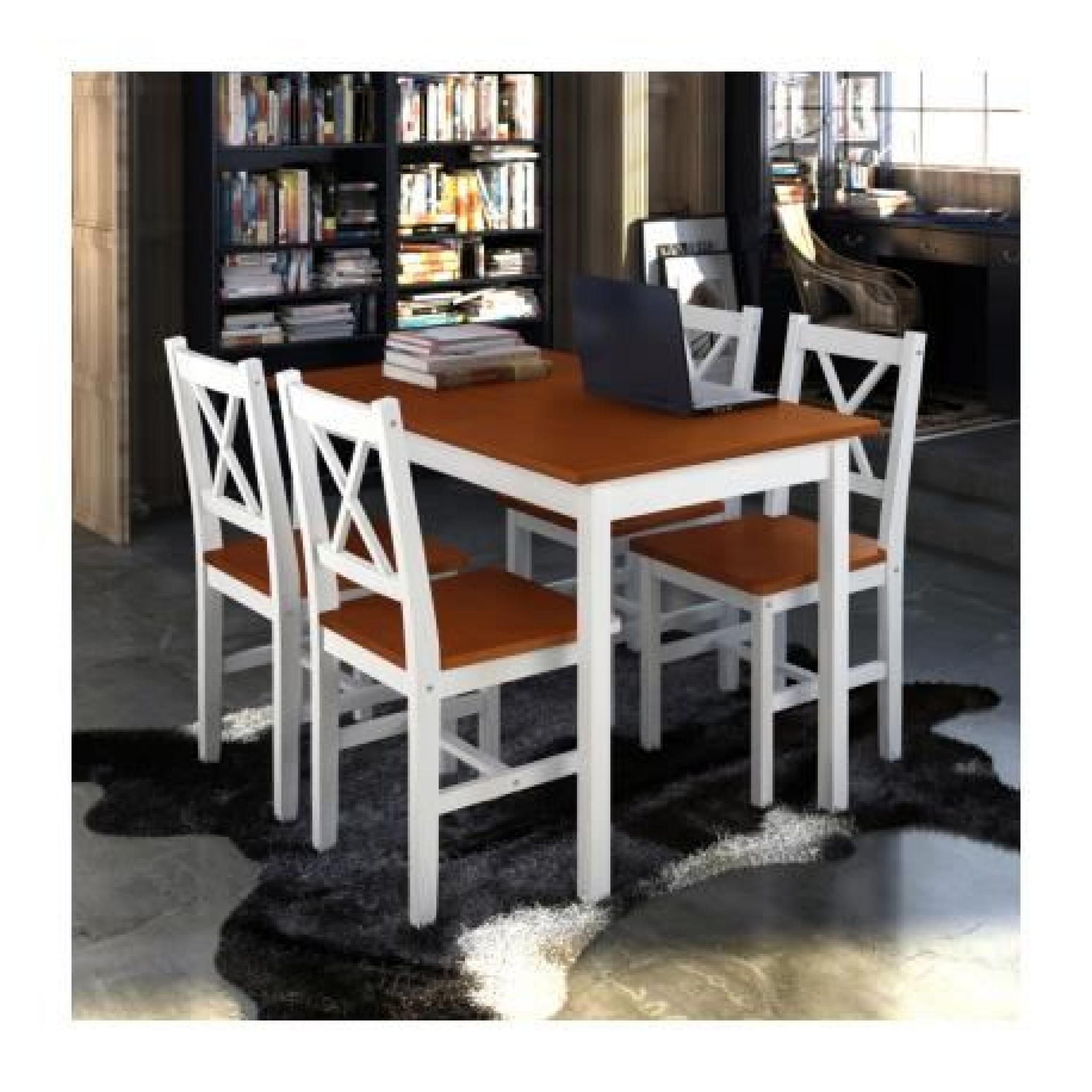 1 ensemble Table en bois + 4 chaises Couleur Marron