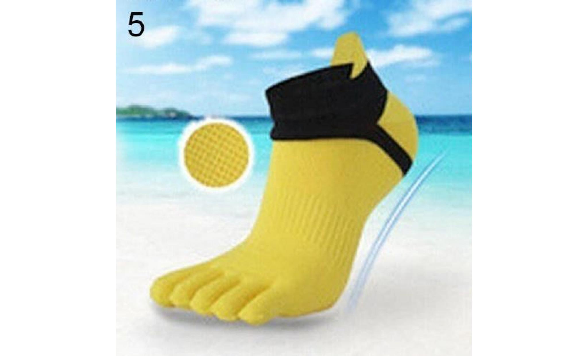 1 paire de coton mélangé sport five finger toe chaussettes patchwork mesh chaussettes jaune
