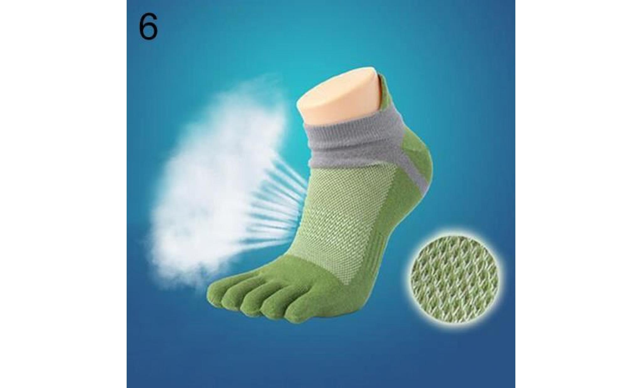 1 paire de coton mélangé sport five finger toe socks patchwork mesh chaussettes bleu
