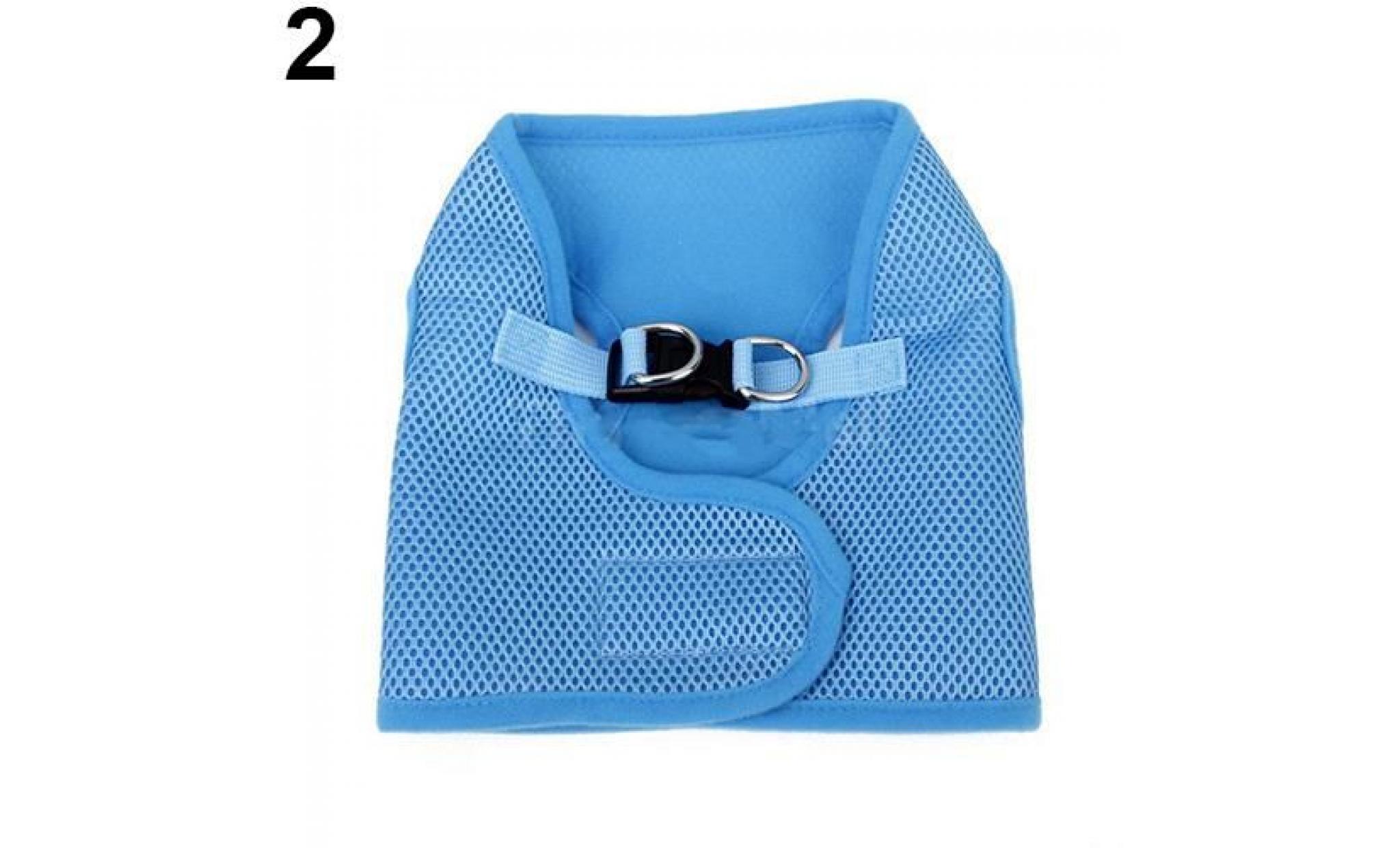 1 pc pet chien chien maille doux tissu collier de marche sangle gilet harnais vêtements bleu xs