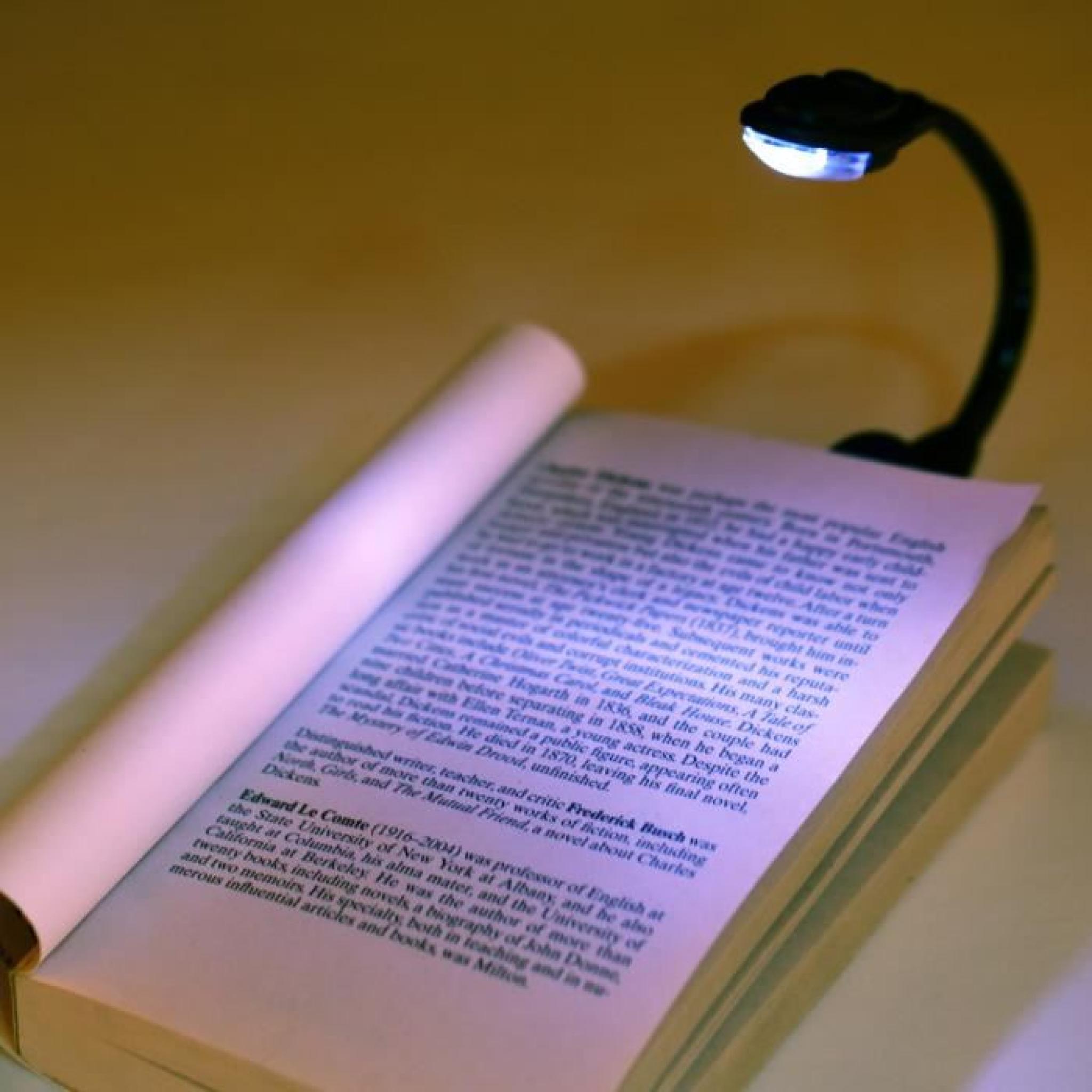 1 Pcs Blanc Led Livre Lampe Lecture Flexible Clip - On Lumineux Lumiere Book Portable 