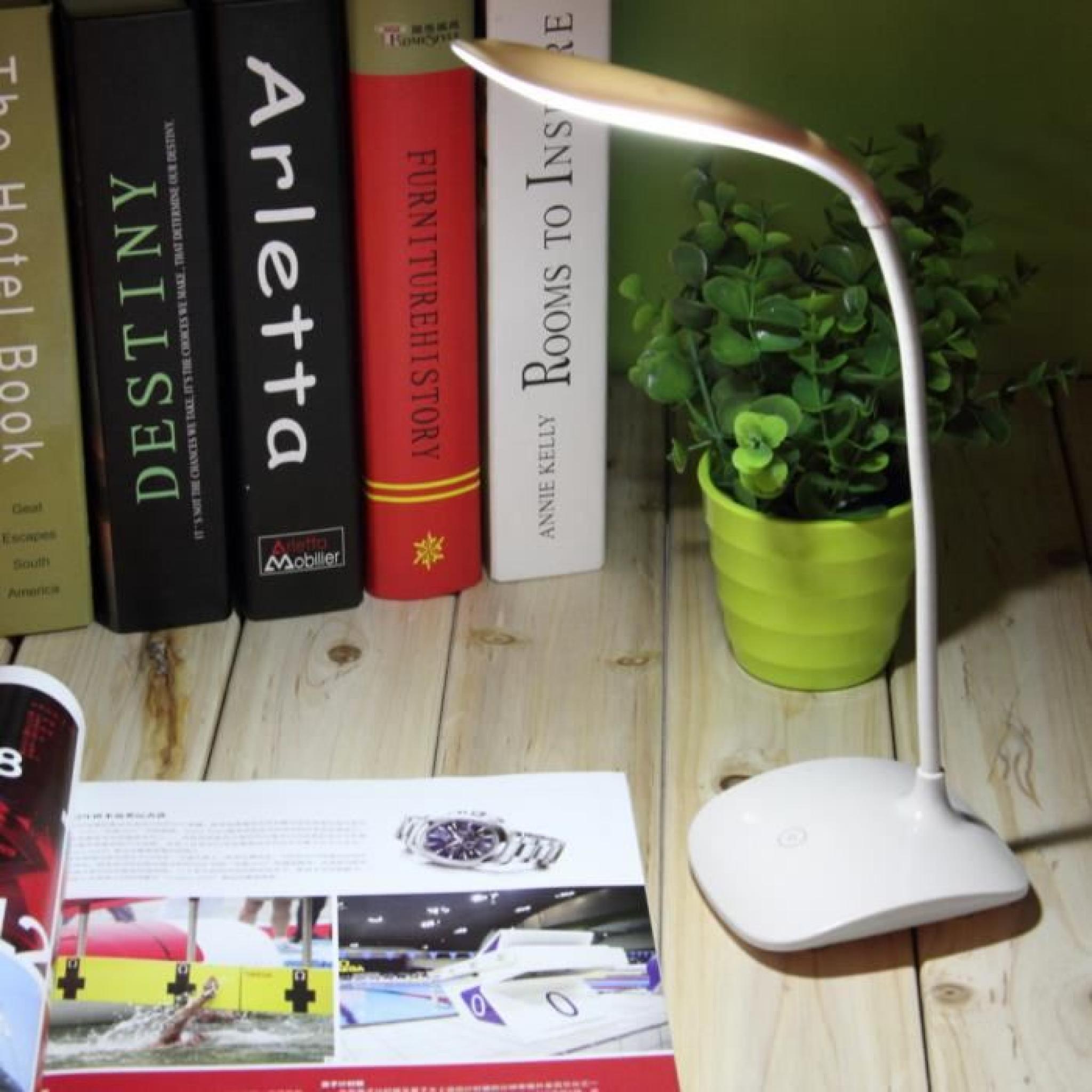 1 Pcs Réglable Led Lumiere Reading Usb Rechargeable Capteur Tactile Lampe De Table De Bureau