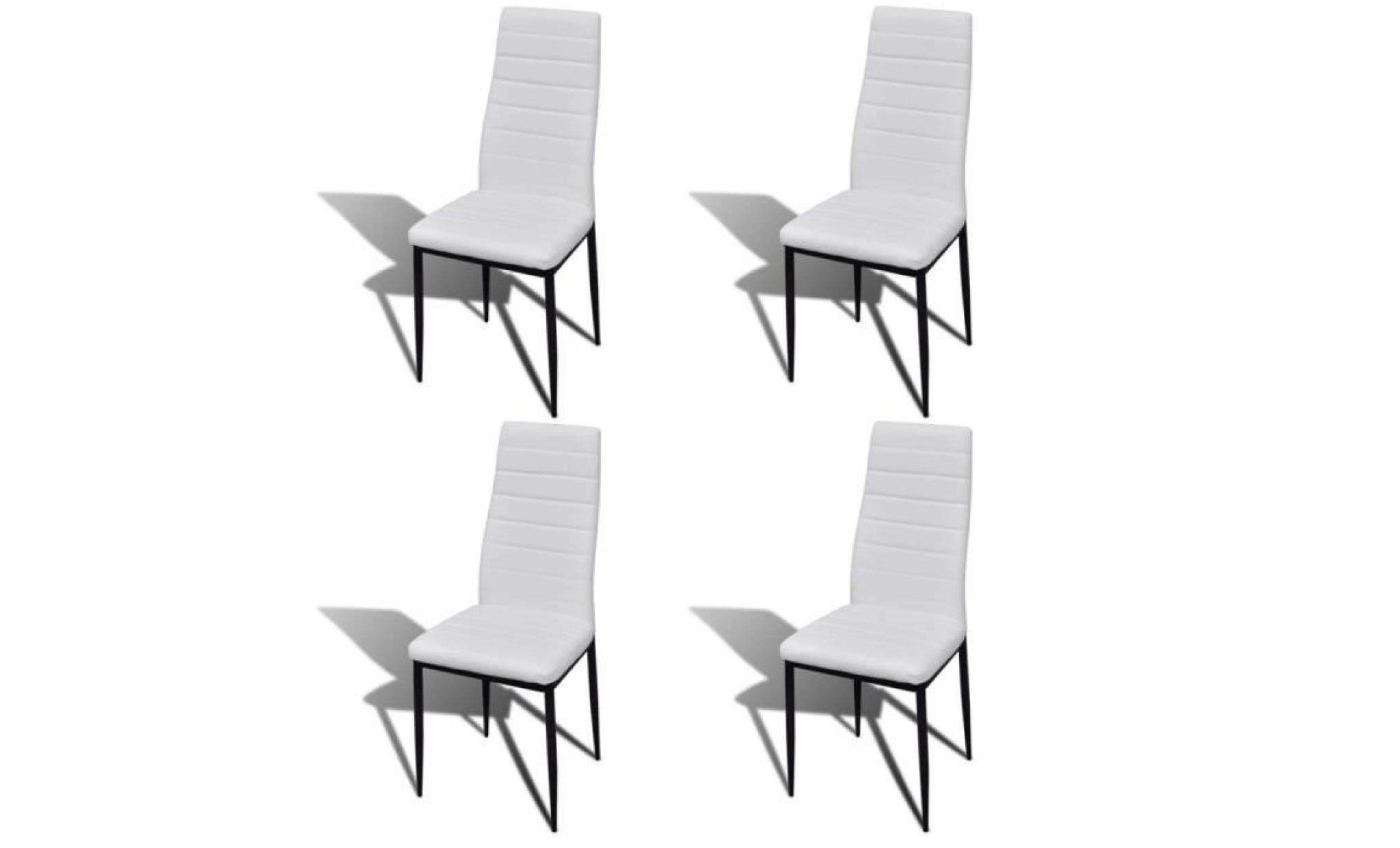 1 table + 4 chaises ensemble à manger blanches aux lignes fines en verre design moderne simple pas cher