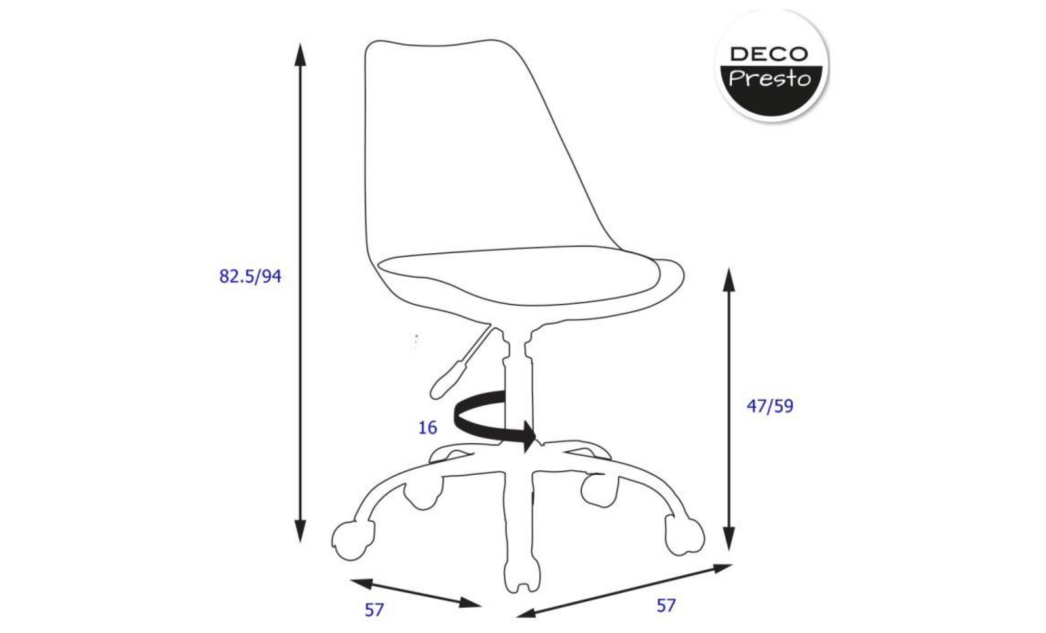 1 x chaise de bureau roulettes hauteur réglable   aspect bois pieds   chrome  decopresto dp dsoa wo 1p pas cher