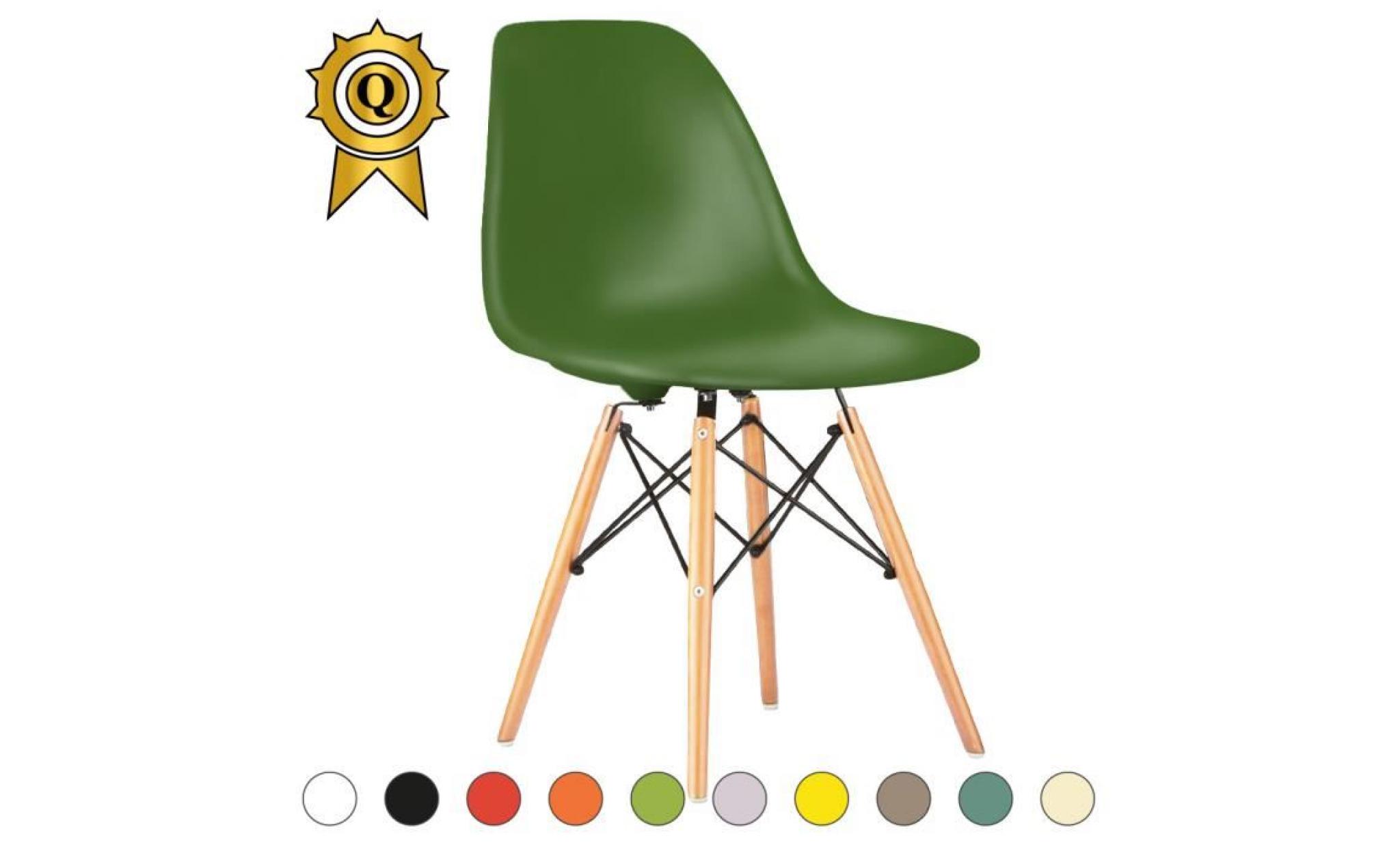 1 x chaise design inspiration eames dsw bois naturel cuir blanc simili mobistyl®