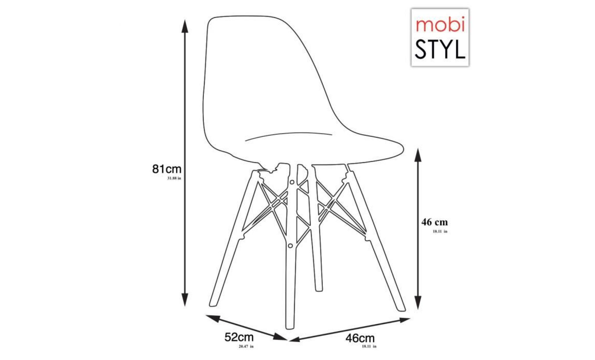 1 x chaise design inspiration eames dsw bois naturel cuir gris simili mobistyl® pas cher