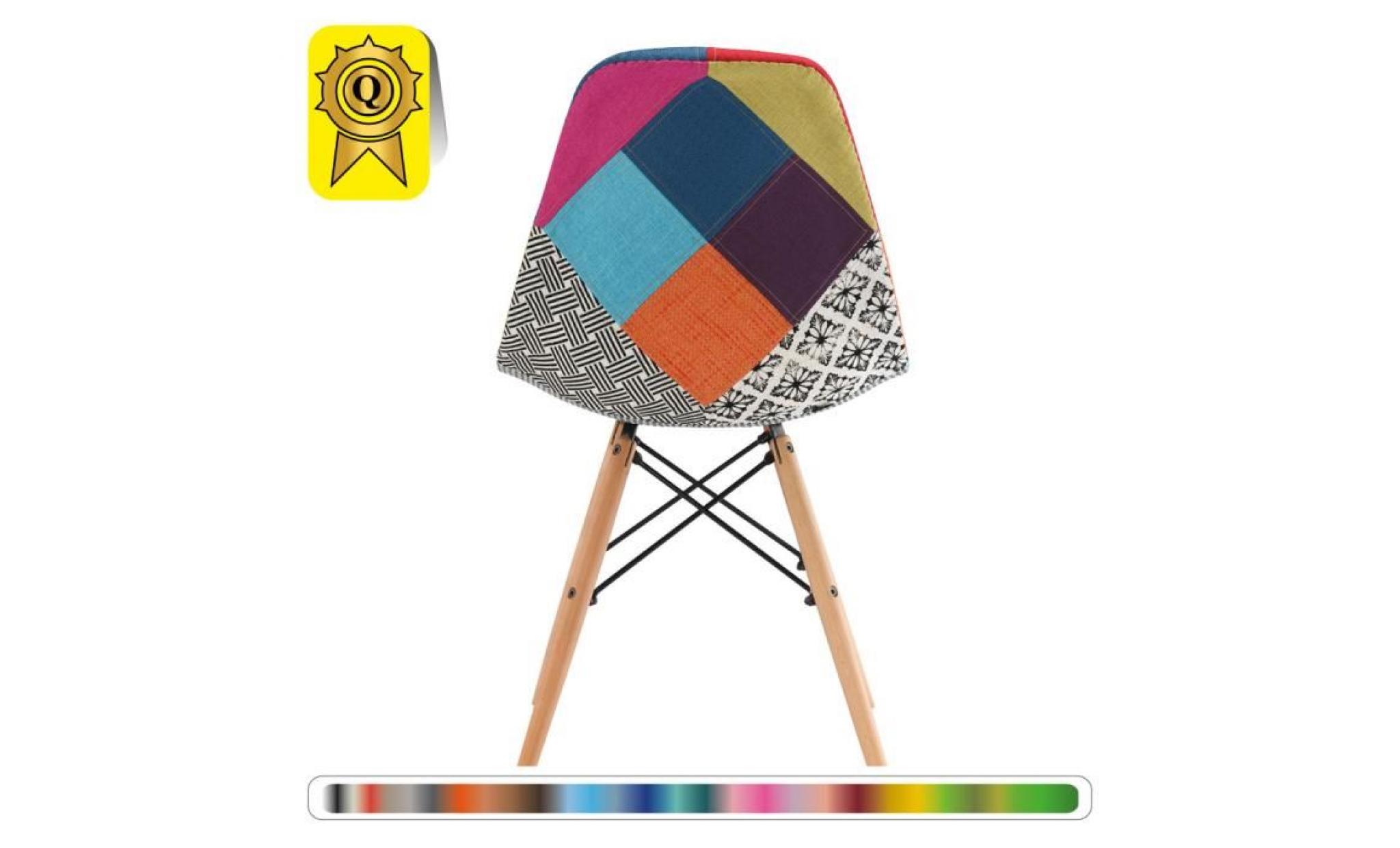 1 x chaise design scandinave haut: 48 patchwork rose pieds  bois naturel  decopresto dp dswl48 pc 1 pas cher