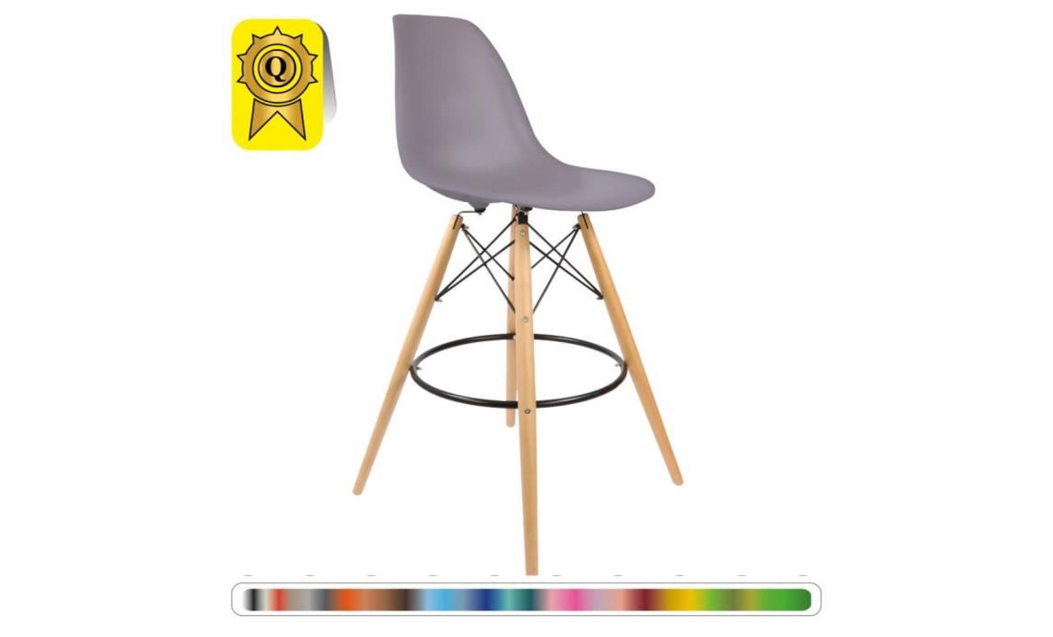 1 x chaise haute bar tabouret scandinave   gris lilac pieds  bois naturel  decopresto dp dswhl li 1p