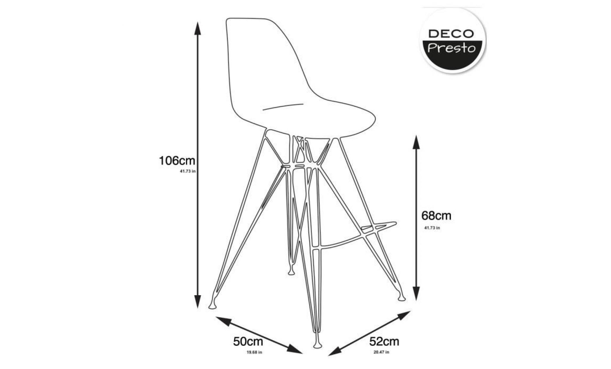 1 x chaise haute tabouret bar design inspiration eiffel   ivoire blanc pieds  acier vernis blanc  decopresto dp dsrhw wi 1p pas cher