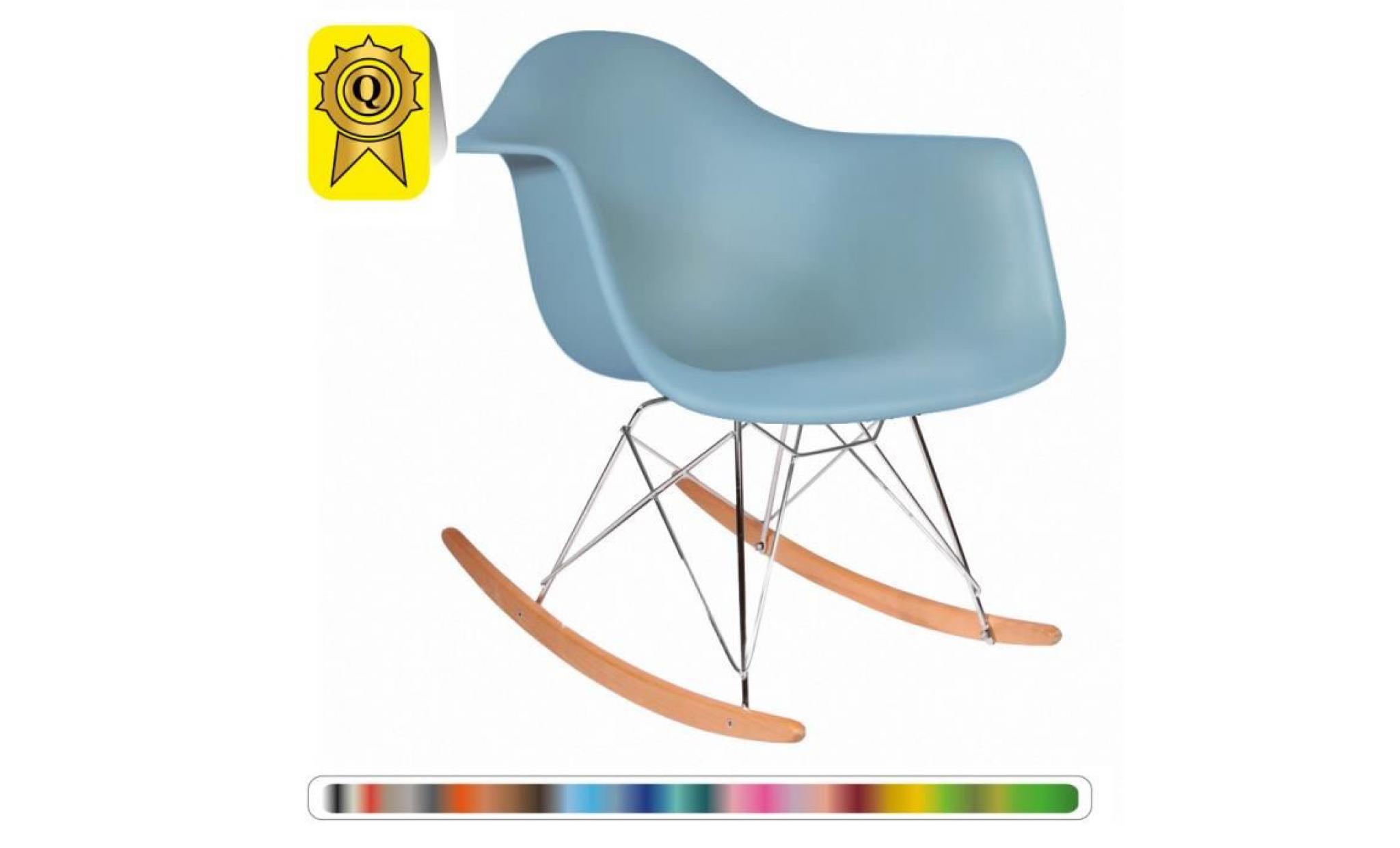 1 x fauteuil à bascule rocking chair eiffel  bleu turquoise pieds: bois vernis noyer decopresto dp rard bt 1