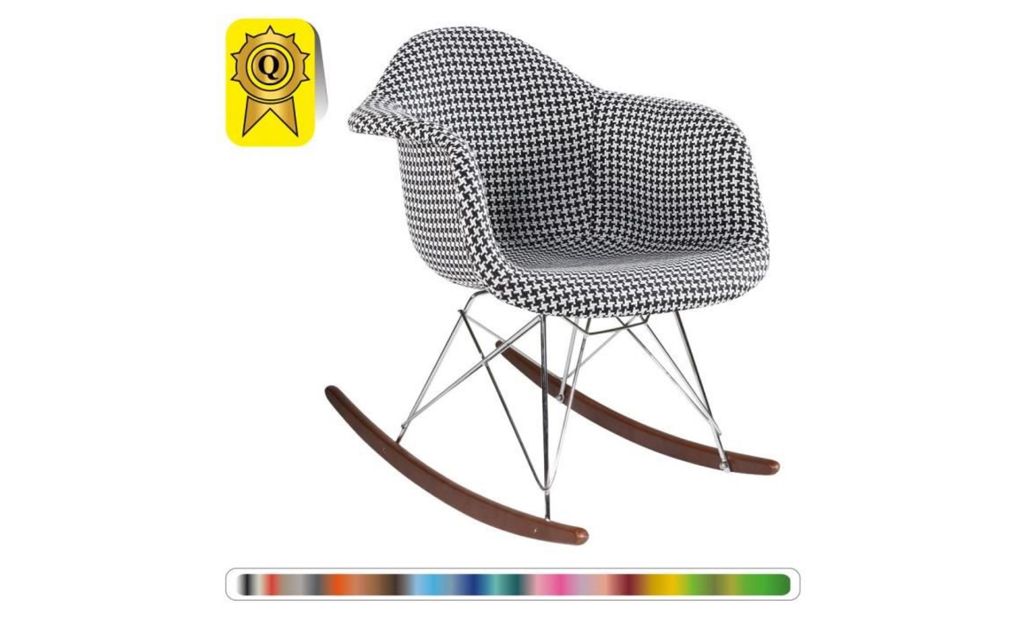 1 x fauteuil à bascule rocking chair eiffel haut. 48 cm patchwork noir blanc pieds: bois noir decopresto dp rarb48 pn 1