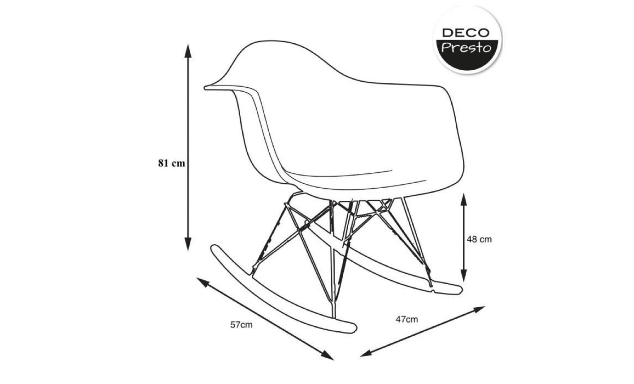 1 x fauteuil à bascule rocking chair eiffel haut. 48 cm patchwork bleu pieds: bois noir decopresto dp rarb48 pcb 1 pas cher