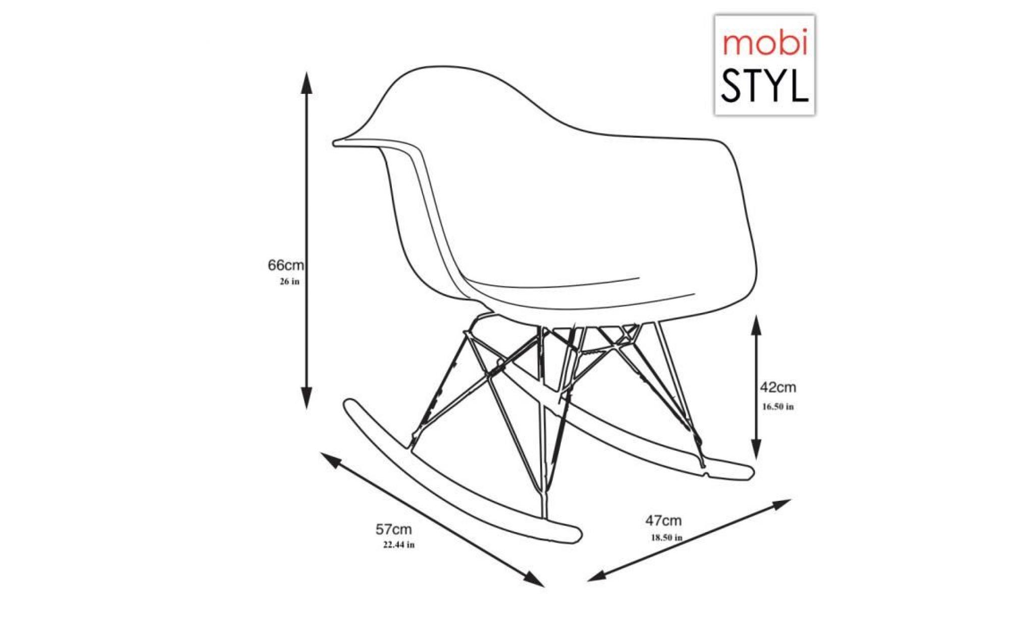 1 x fauteuil à bascule rocking chair eiffel pieds bois vernis noir assise translucide rouge mobistyl® pas cher