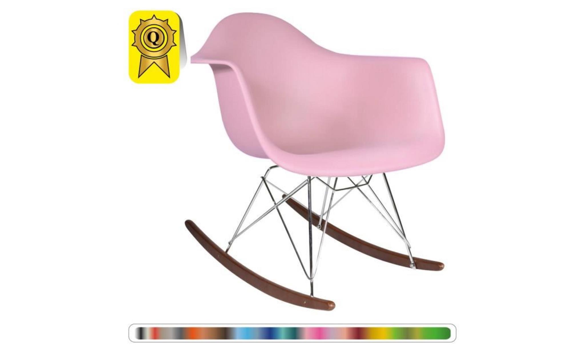 1 x fauteuil à bascule rocking chair eiffel  rose pieds: bois naturel decopresto dp rarl pi 1