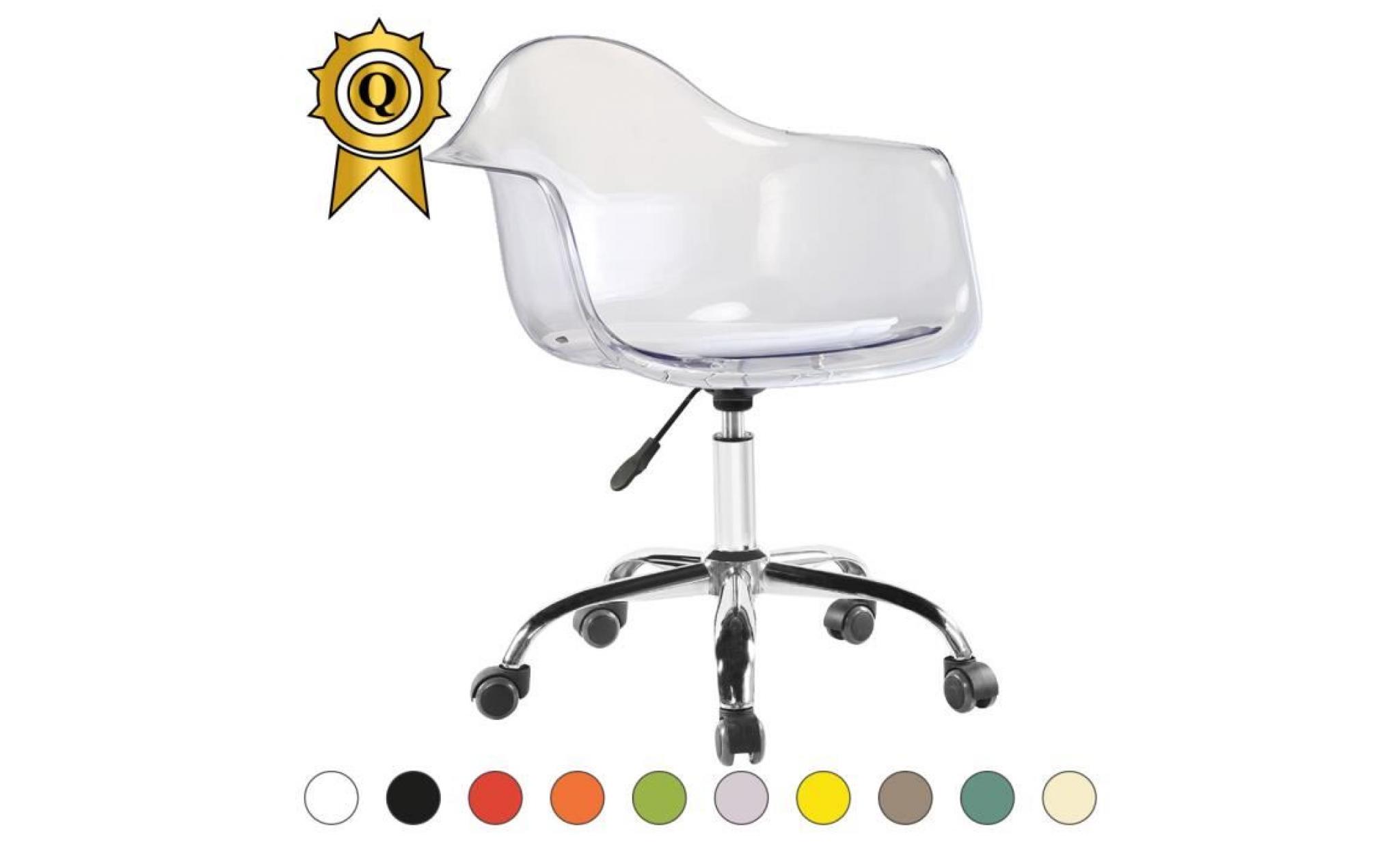 1 x fauteuil bureau style eames eiffel daw roulettes chrome pivotant assise reglable jaune flash mobistyl®