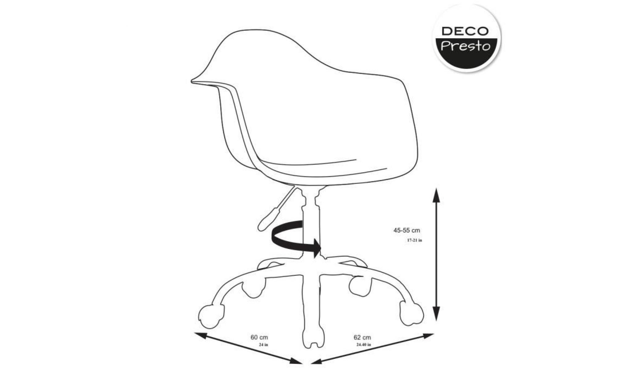 1 x fauteuil bureau scandinave pivotant roulettes  patchwork noir blanc pieds: acier chrome decopresto dp dao pn 1 pas cher