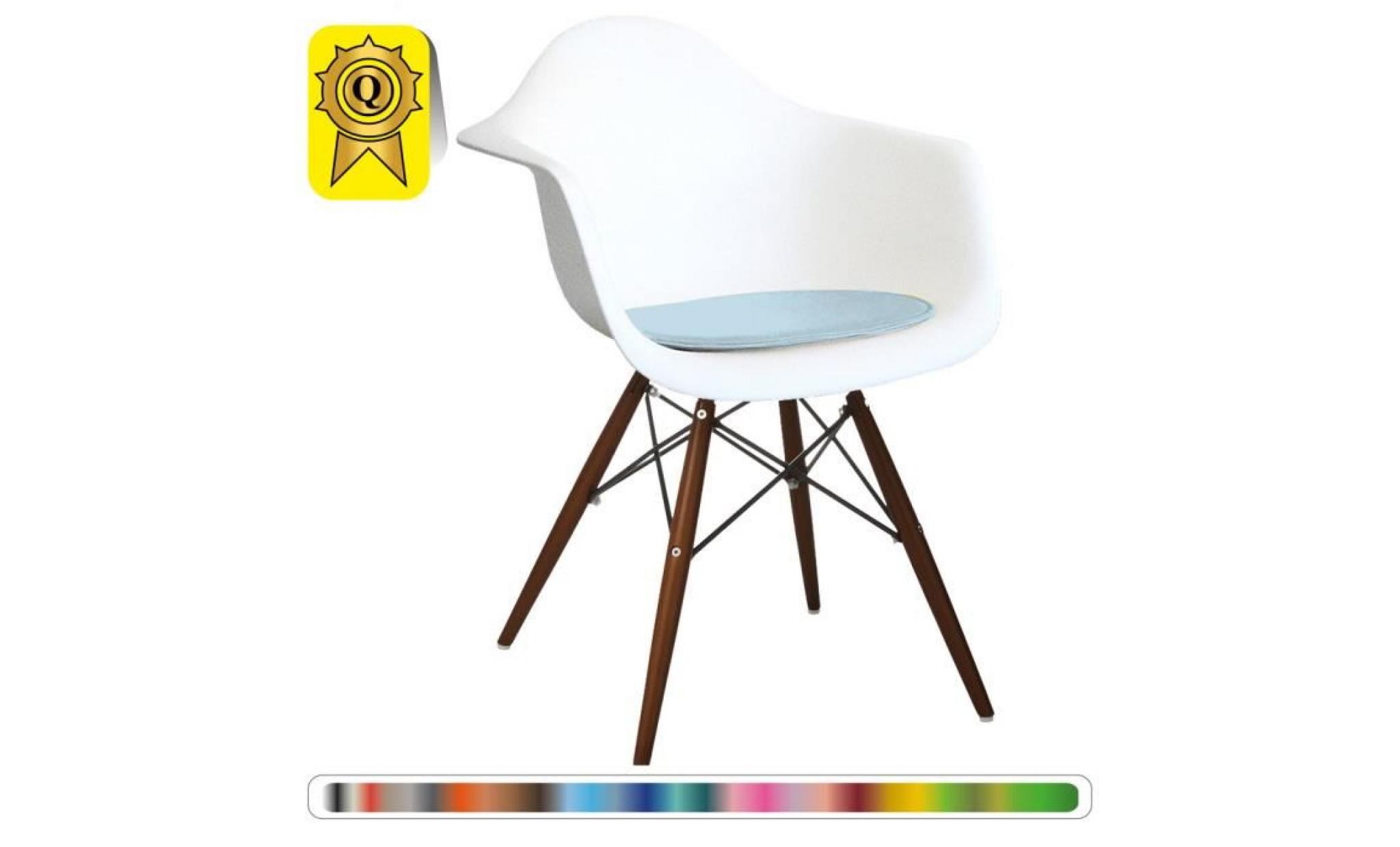 1 x fauteuil design blanc scandinave  bleu ciel pieds: bois noir decopresto dp dawcbwh bl 1