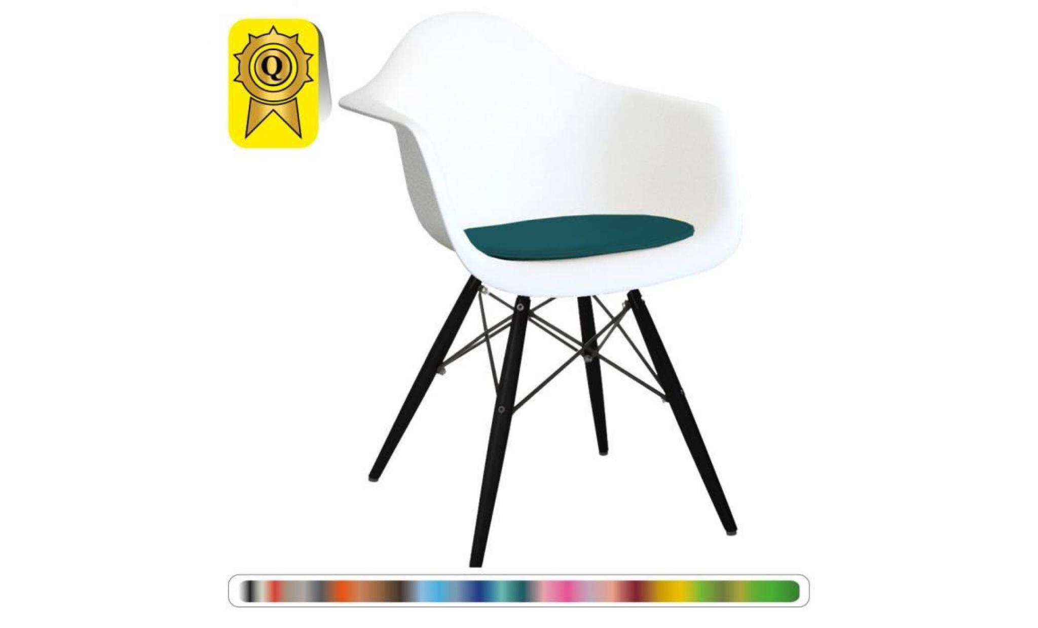 1 x fauteuil design blanc scandinave  bleu ocean pieds: bois noir decopresto dp dawcbwh bo 1