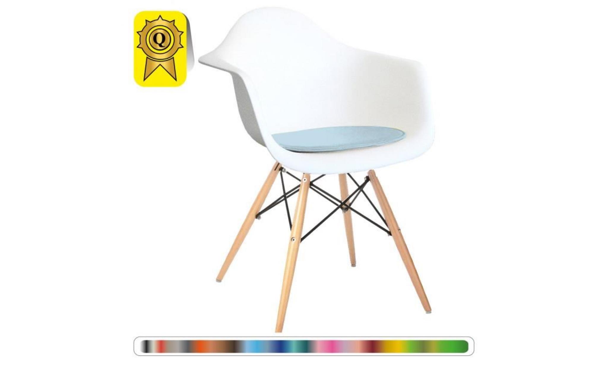 1 x fauteuil design blanc scandinave haut. 48 cm bleu ocean pieds: bois naturel decopresto dp dawclwh48 bo 1