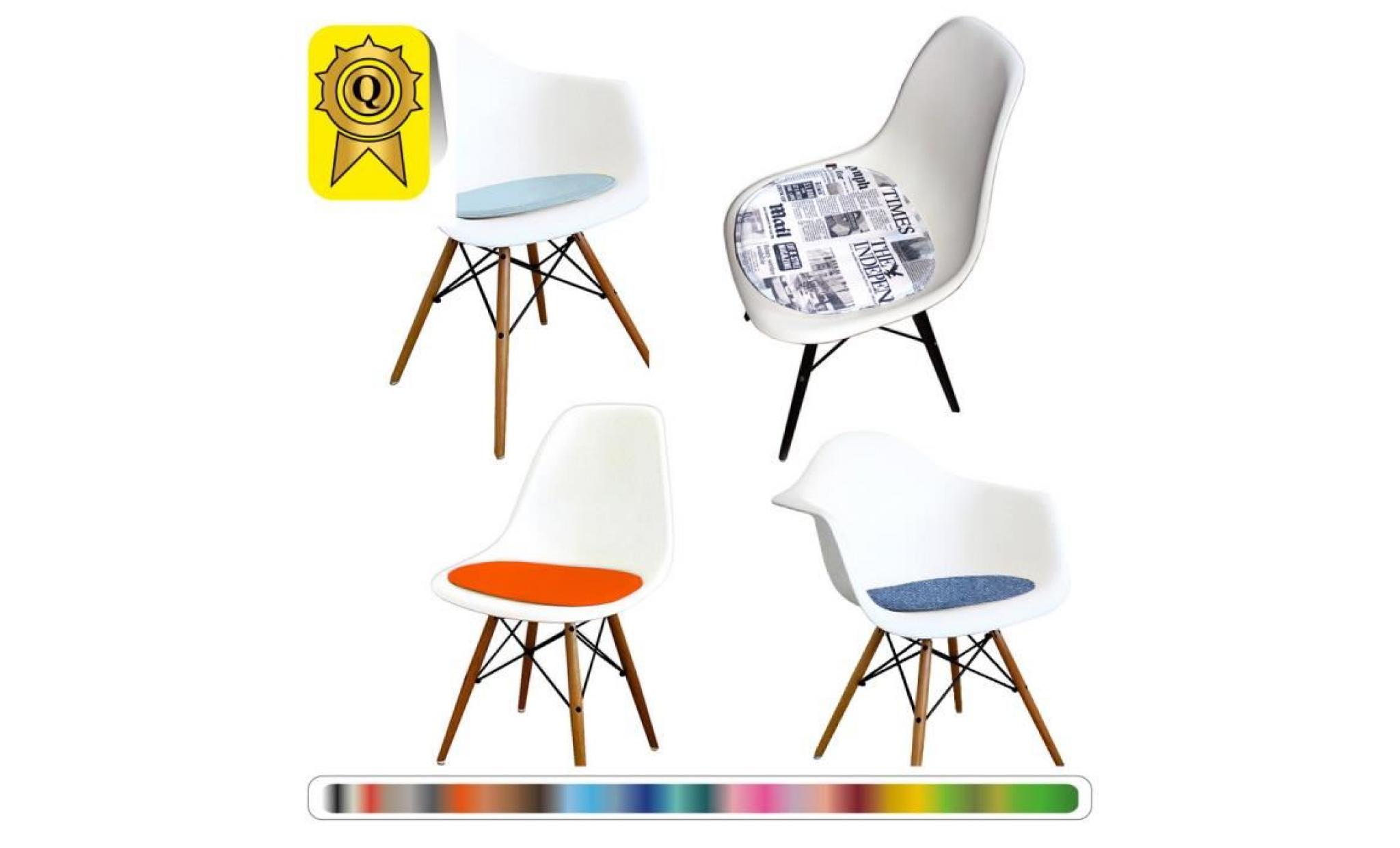 1 x fauteuil design blanc scandinave haut. 48 cm bleu ocean pieds: bois naturel decopresto dp dawclwh48 bo 1 pas cher
