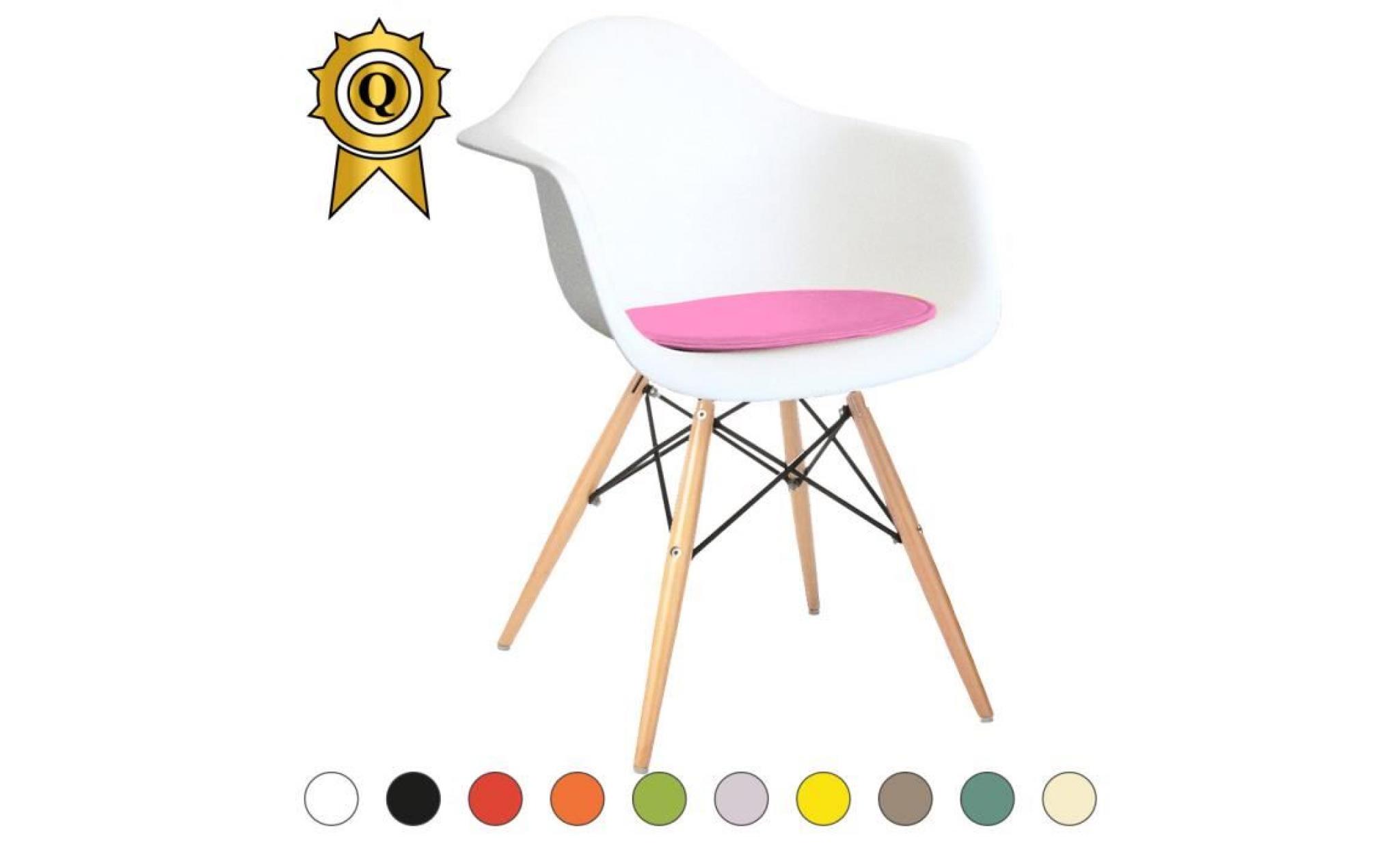 1 x fauteuil design blanc scandinave haut. 48 cm fuschia pieds: bois naturel decopresto dp dawcdwh48 fu 1