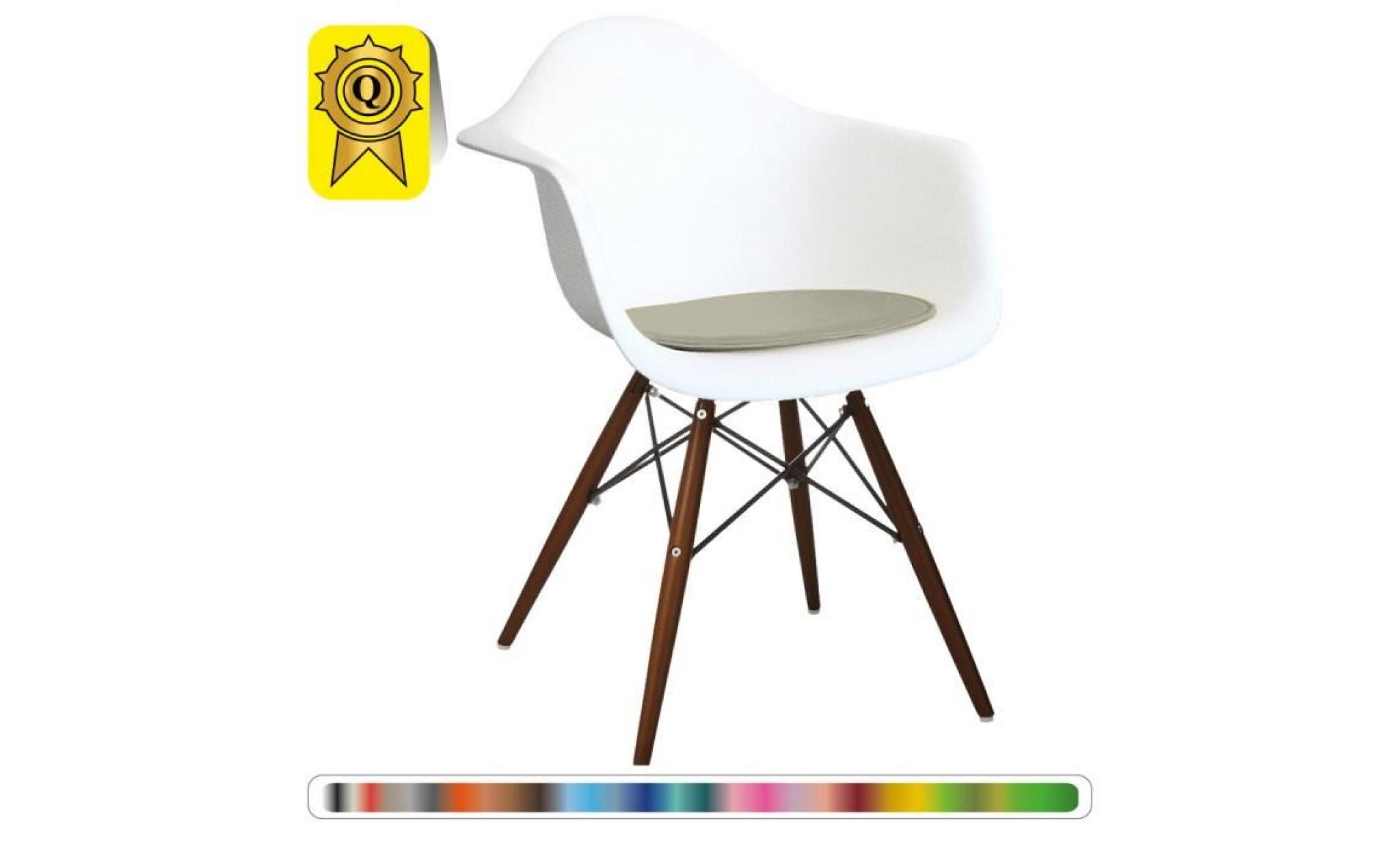 1 x fauteuil design blanc scandinave haut. 48 cm gris perle pieds: bois noir decopresto dp dawcbwh48 lg 1