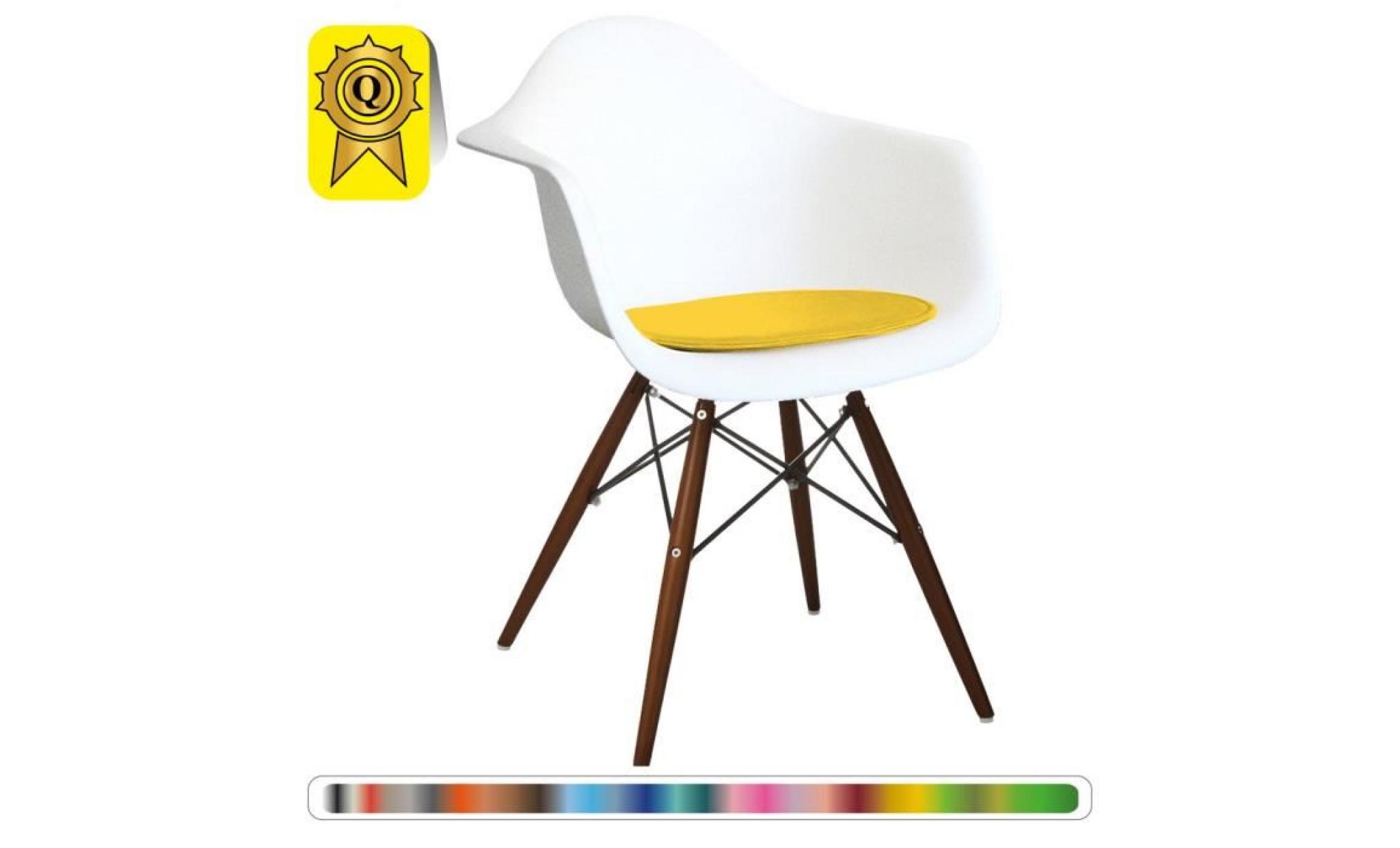 1 x fauteuil design blanc scandinave haut. 48 cm jaune pieds: bois naturel decopresto dp dawclwh48 ye 1
