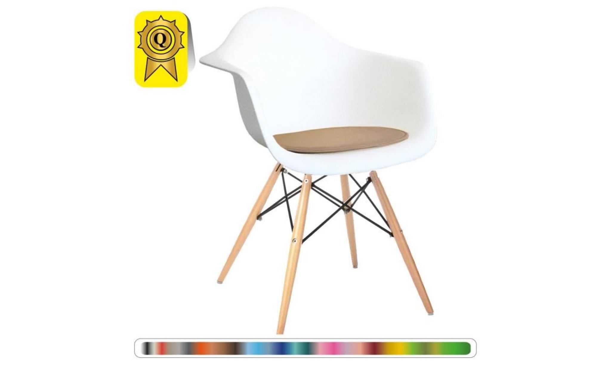1 x fauteuil design blanc scandinave haut. 48 cm marron pieds: bois naturel decopresto dp dawclwh48 br 1