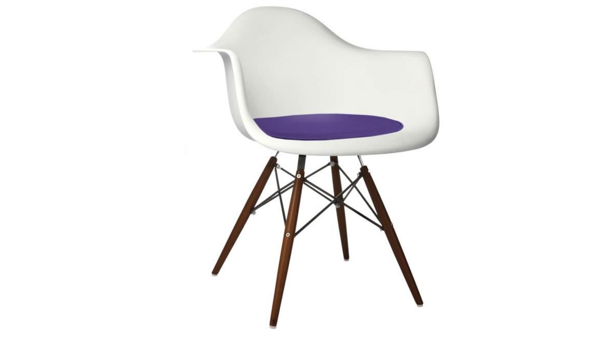 1 x fauteuil design blanc scandinave haut. 48 cm ultra violet pieds: bois naturel decopresto dp dawcdwh48 uv 1