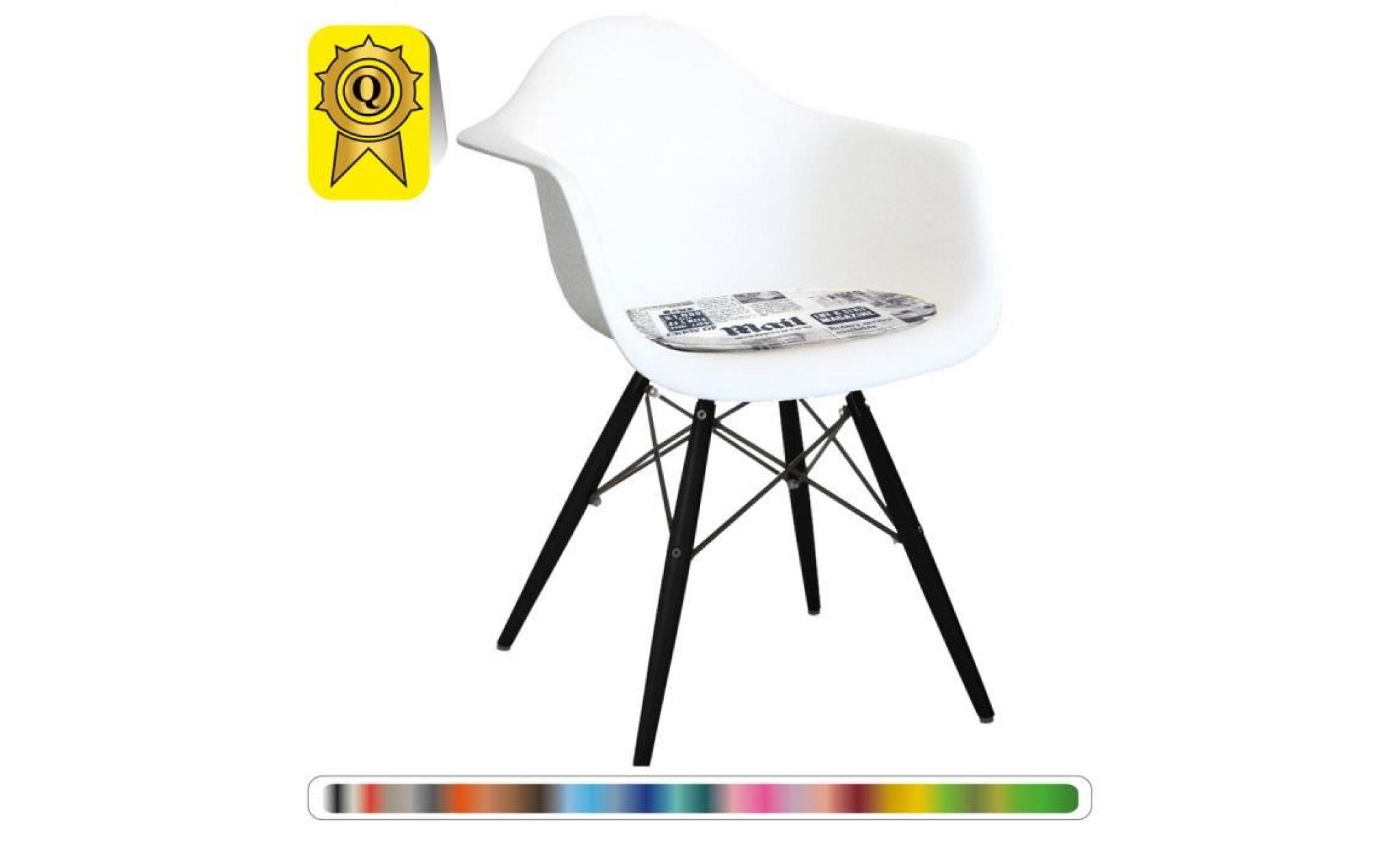 1 x fauteuil design blanc scandinave  imprimé news pieds: bois naturel decopresto dp dawclwh ne 1
