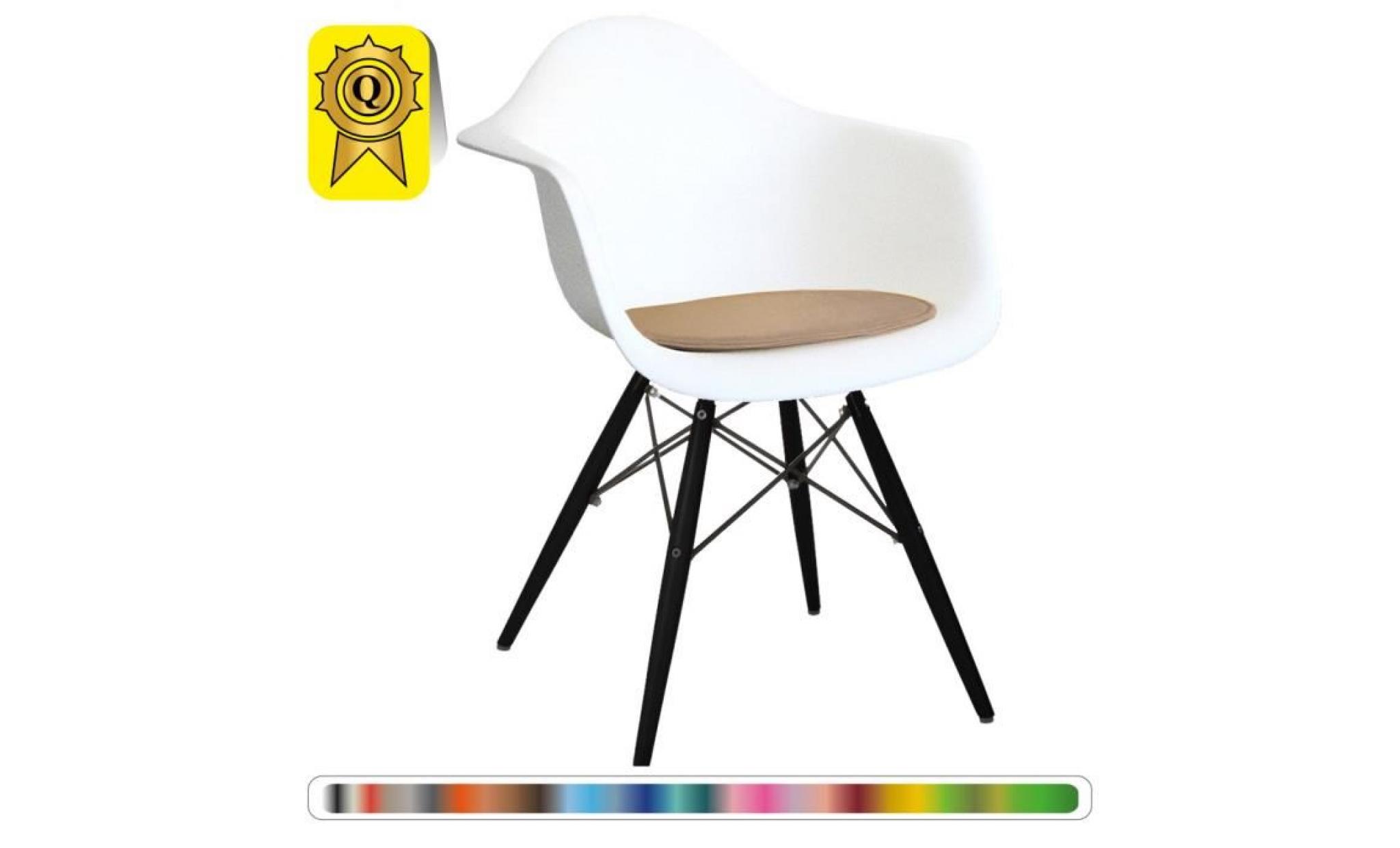1 x fauteuil design blanc scandinave  marron pieds: bois noir decopresto dp dawcbwh br 1