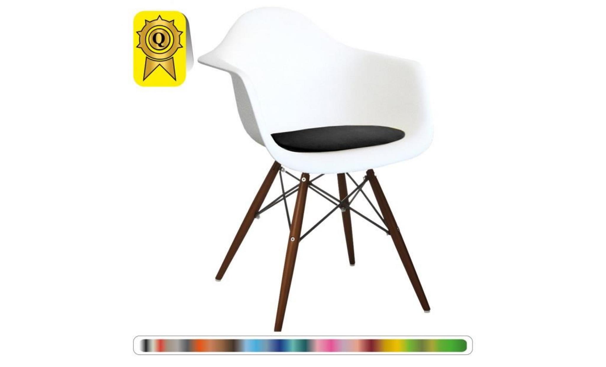 1 x fauteuil design blanc scandinave  noir pieds: bois noir decopresto dp dawcbwh no 1