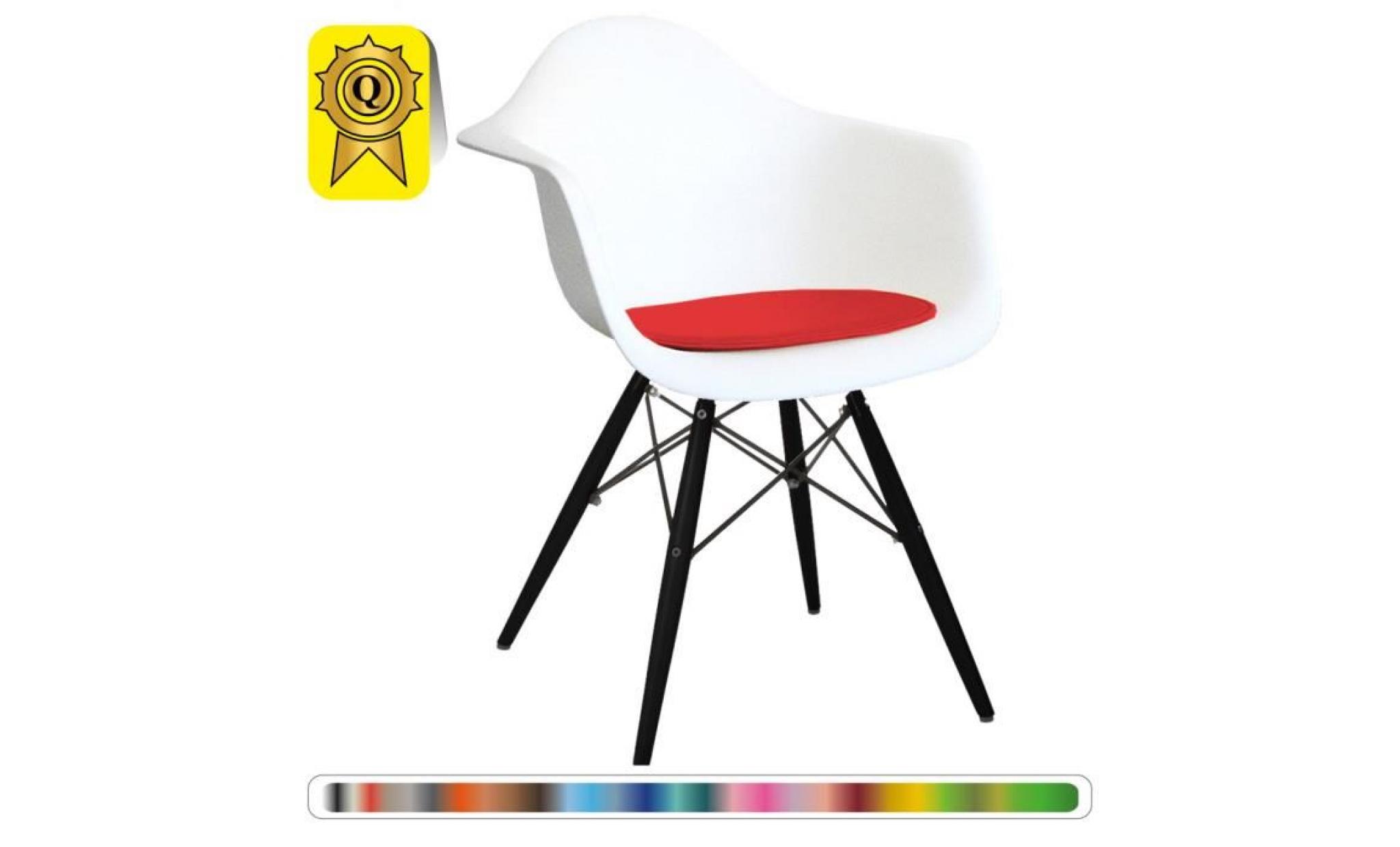 1 x fauteuil design blanc scandinave  rouge pieds: bois noir decopresto dp dawcbwh re 1