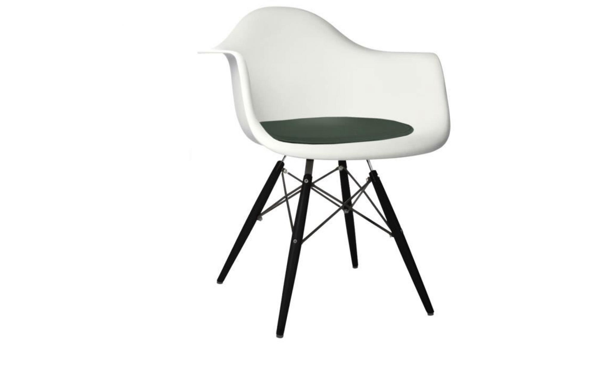 1 x fauteuil design blanc scandinave  vert kaki pieds: bois naturel decopresto dp dawclwh vk 1