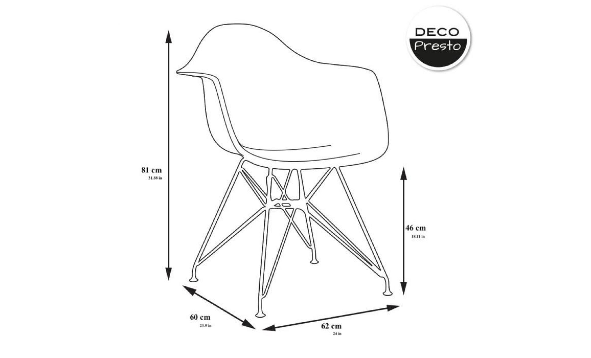 1 x fauteuil design  inspiration eiffel  blanc pieds: acier rouge decopresto dp darr wh 1 pas cher