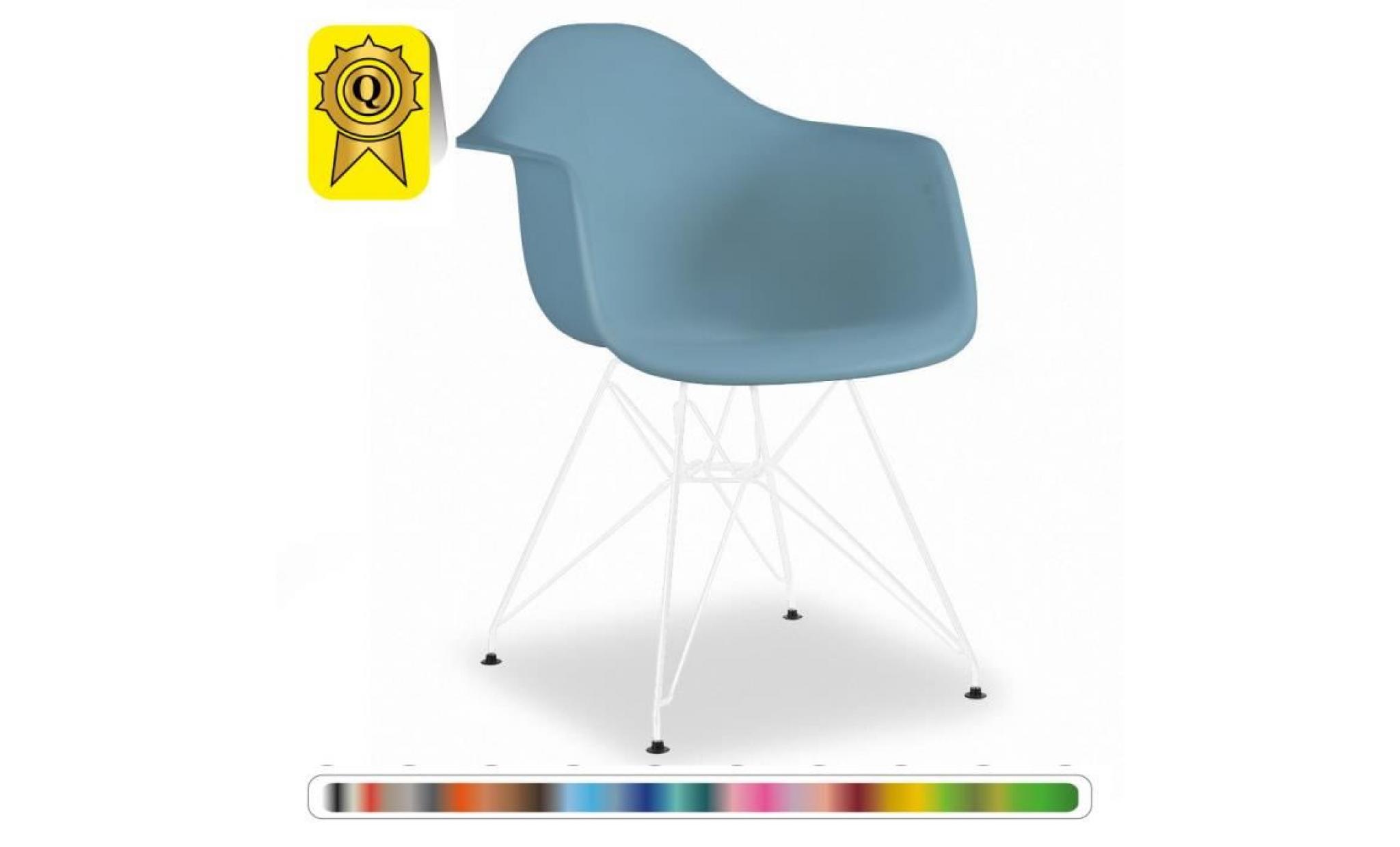 1 x fauteuil design  inspiration eiffel  bleu gris pieds: acier rouge decopresto dp darr bg 1