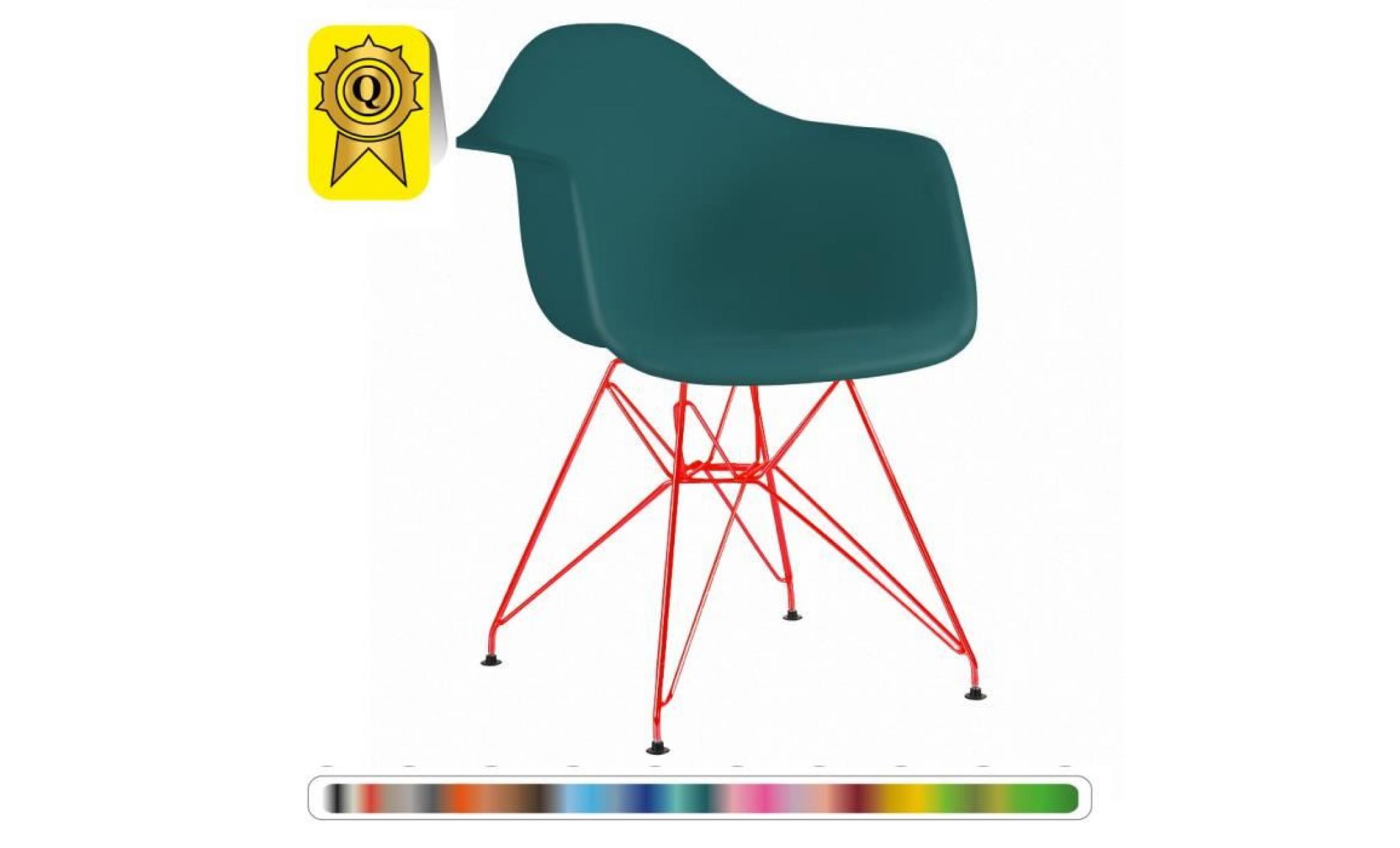 1 x fauteuil design  inspiration eiffel  bleu ocean pieds: acier rouge decopresto dp darr bo 1
