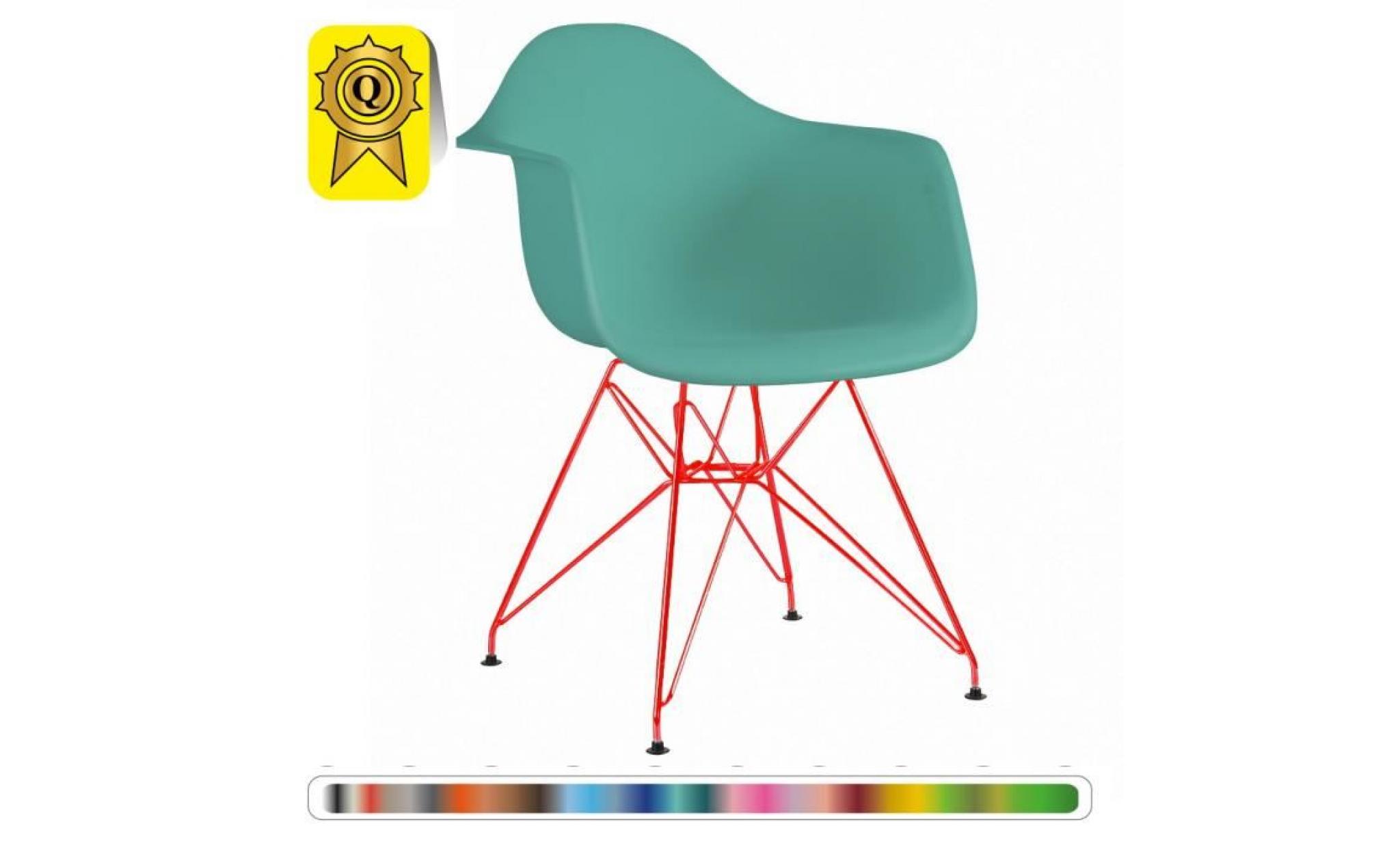 1 x fauteuil design  inspiration eiffel  bleu surf pieds: acier rouge decopresto dp darr bs 1