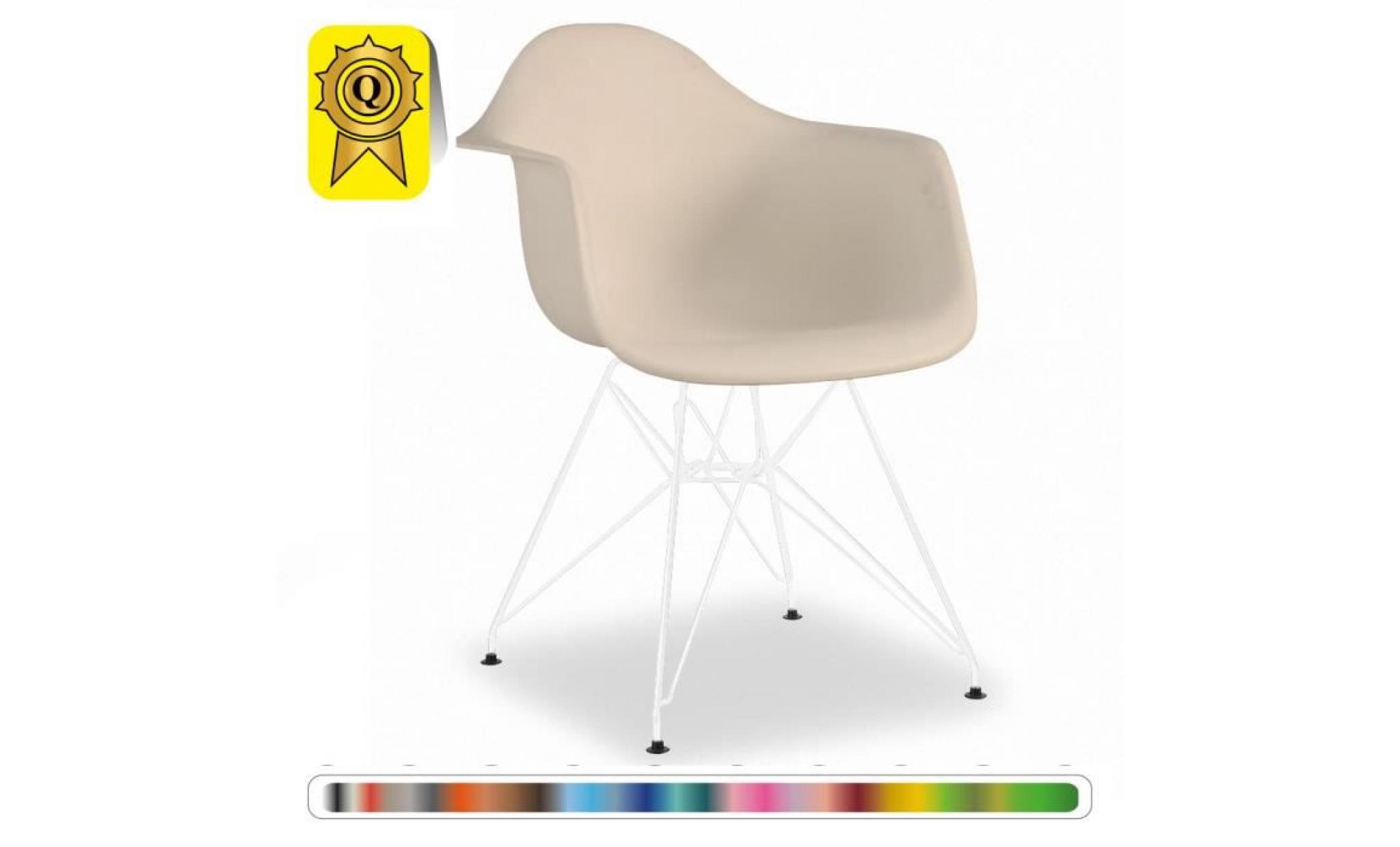 1 x fauteuil design  inspiration eiffel  creme pieds: acier blanc decopresto dp darw cr 1