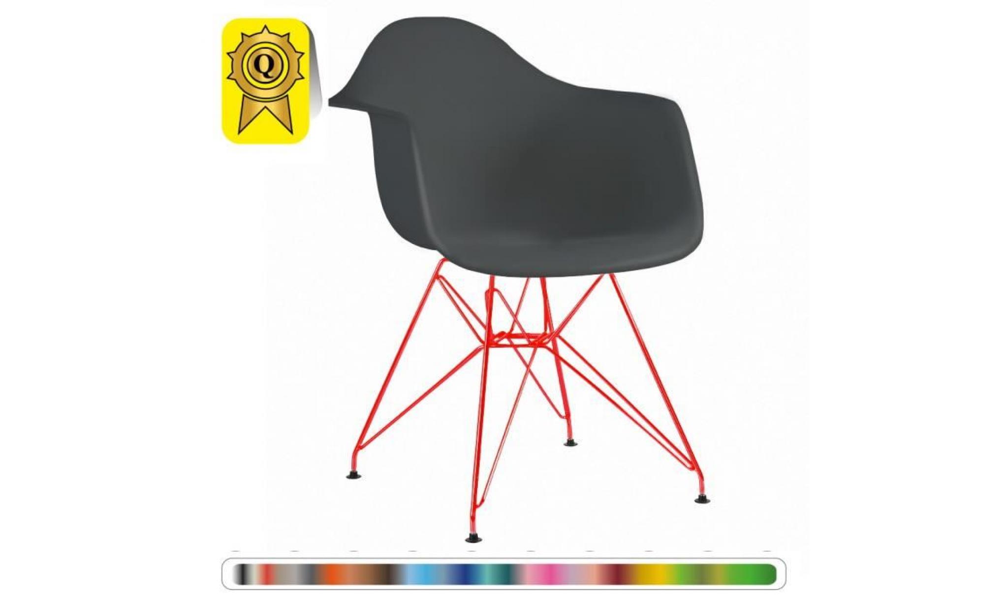 1 x fauteuil design  inspiration eiffel  gris beton pieds: acier rouge decopresto dp darr dg 1