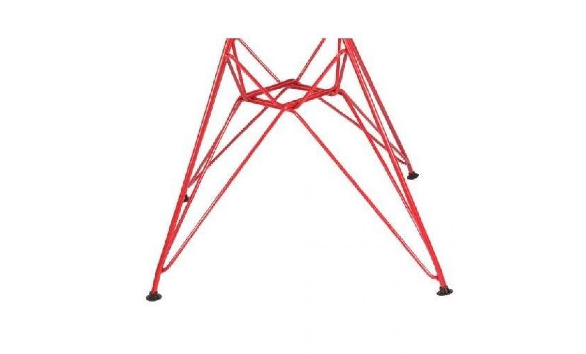 1 x fauteuil design  inspiration eiffel haut. 48 cm marron pieds: acier rouge decopresto dp darr48 br 1 pas cher