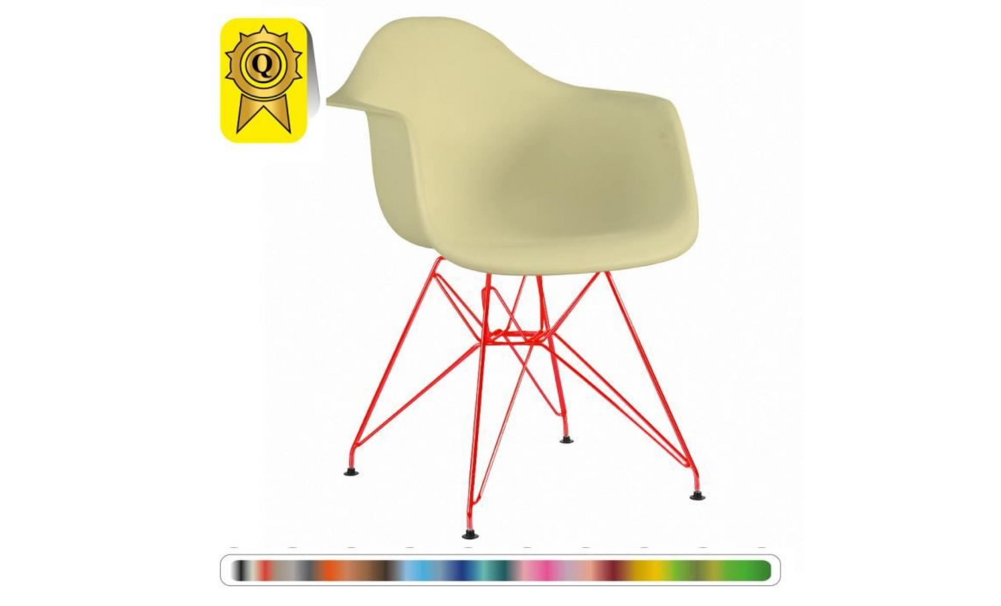 1 x fauteuil design  inspiration eiffel  ivoire pieds: acier rouge decopresto dp darr wi 1