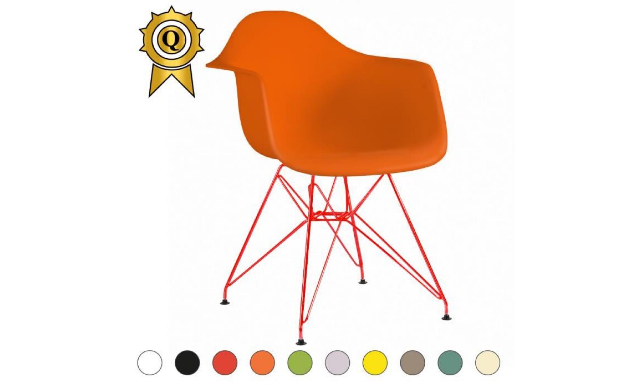 1 x fauteuil design  inspiration eiffel  orange  pieds: acier rouge decopresto dp darr or 1