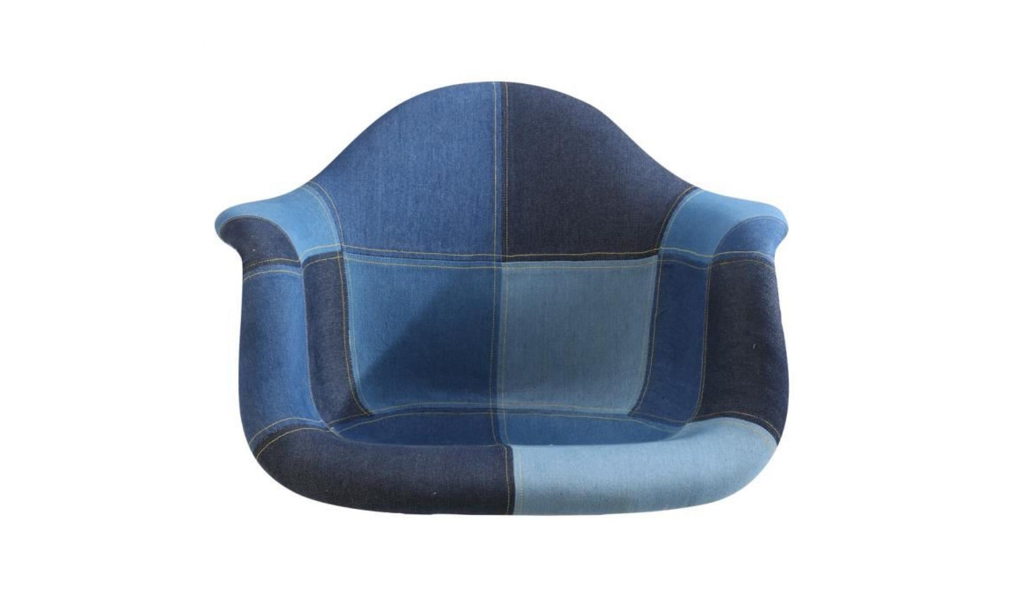 1 x fauteuil style eames dar eiffel design pieds acier noir assise bleu marine mobistyl® pas cher