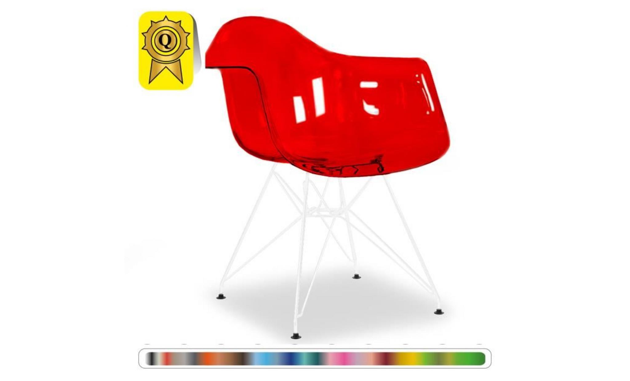 1 x fauteuil design  inspiration eiffel  translucide rouge pieds: acier blanc decopresto dp darw tr 1
