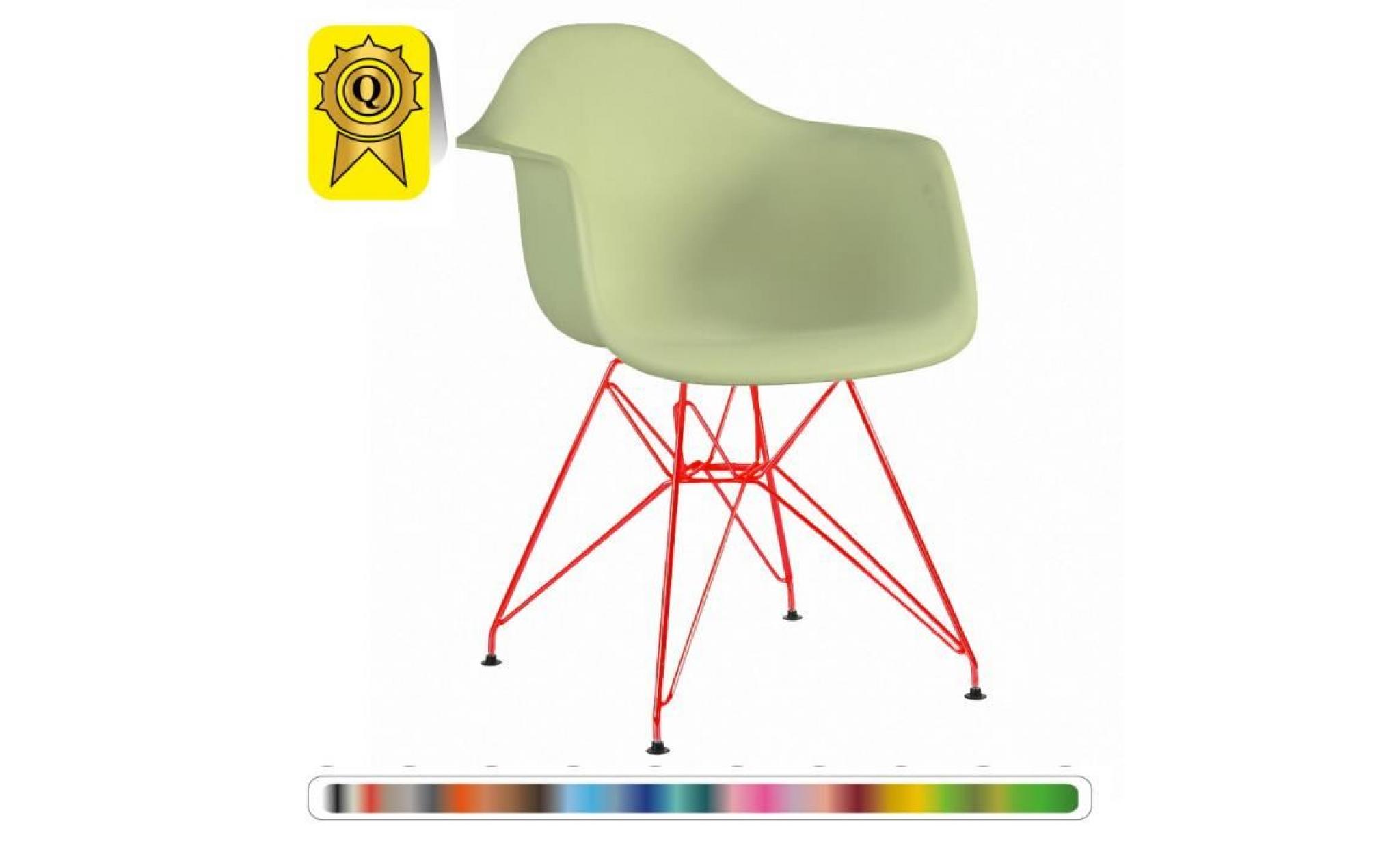 1 x fauteuil design  inspiration eiffel  vert pale pieds: acier rouge decopresto dp darr vp 1