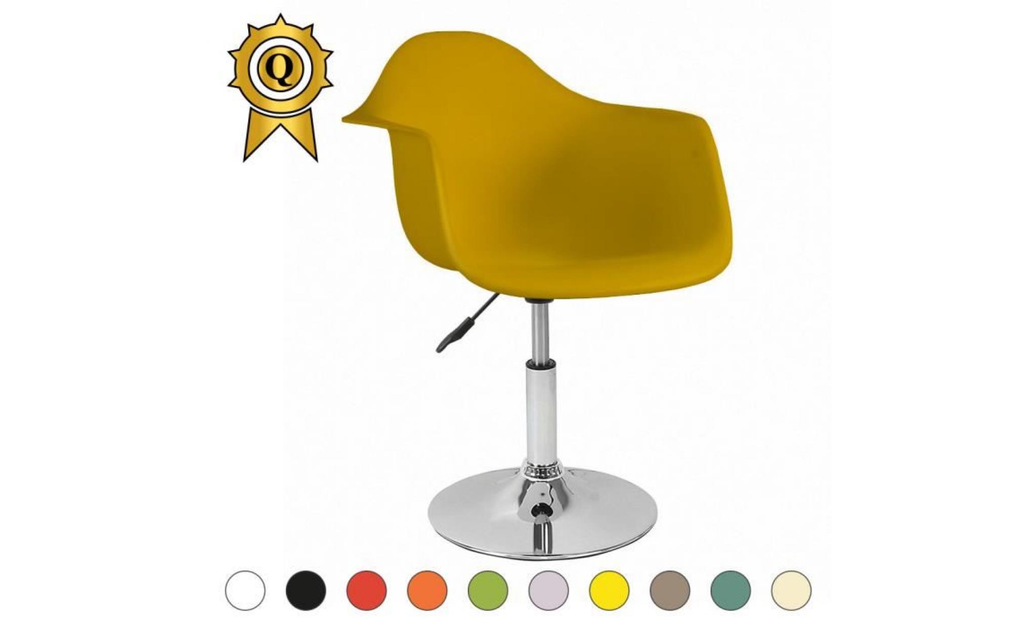 1 x fauteuil style eames eiffel daw reglable en hauteur pivotant sur base acier chrome assise gris beton mobistyl®