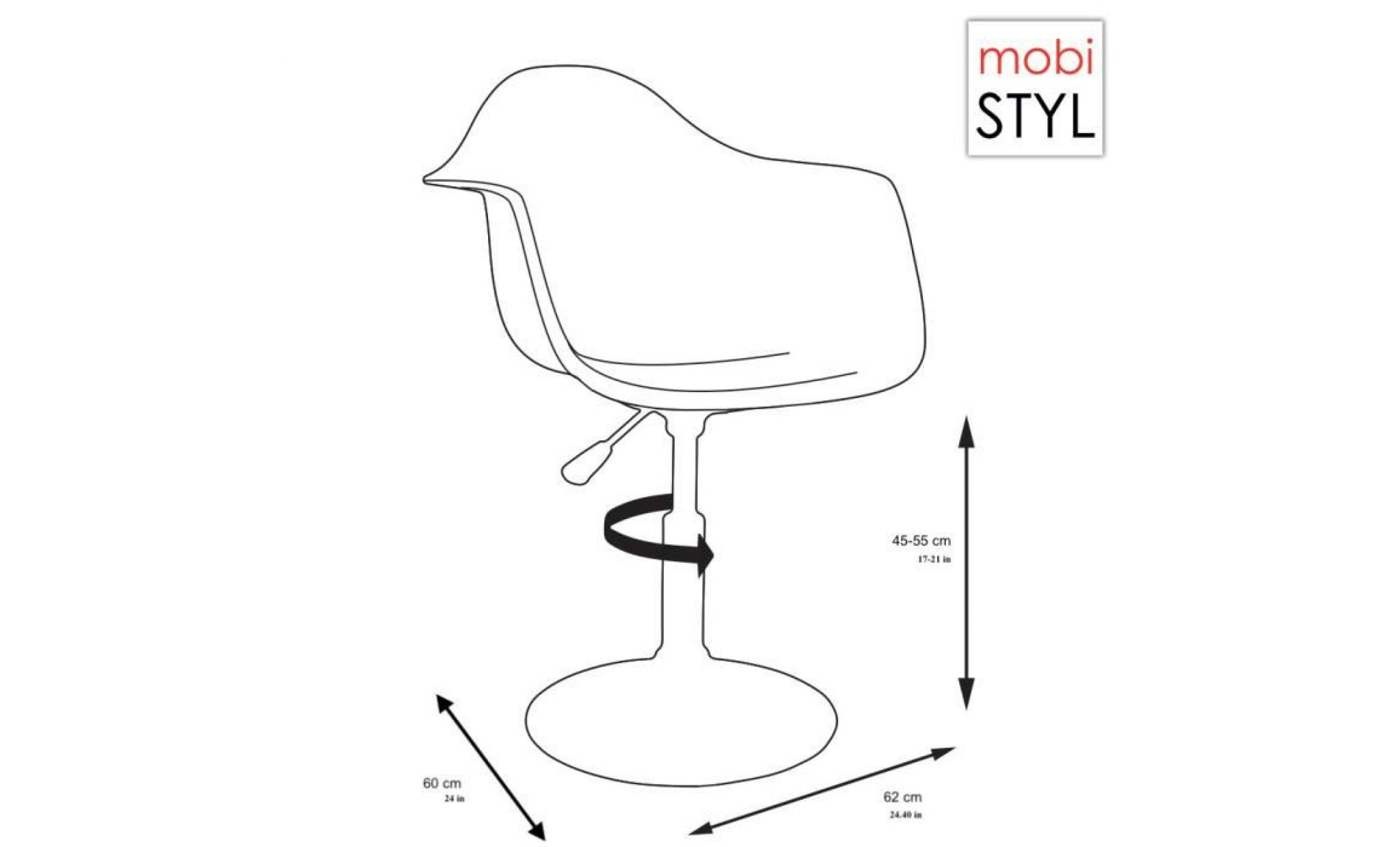 1 x fauteuil style eames eiffel daw reglable en hauteur pivotant sur base acier chrome assise gris beton mobistyl® pas cher